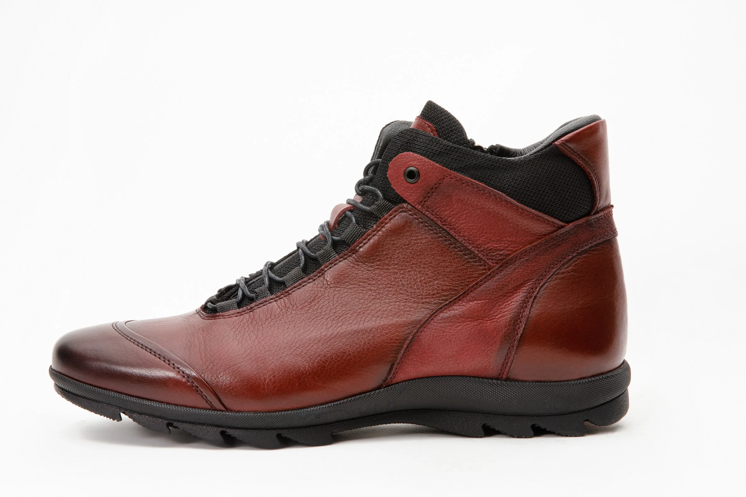 The Houston Leather Burgundy Lace-Up Casual Men Boot with a Zipper - Image 6