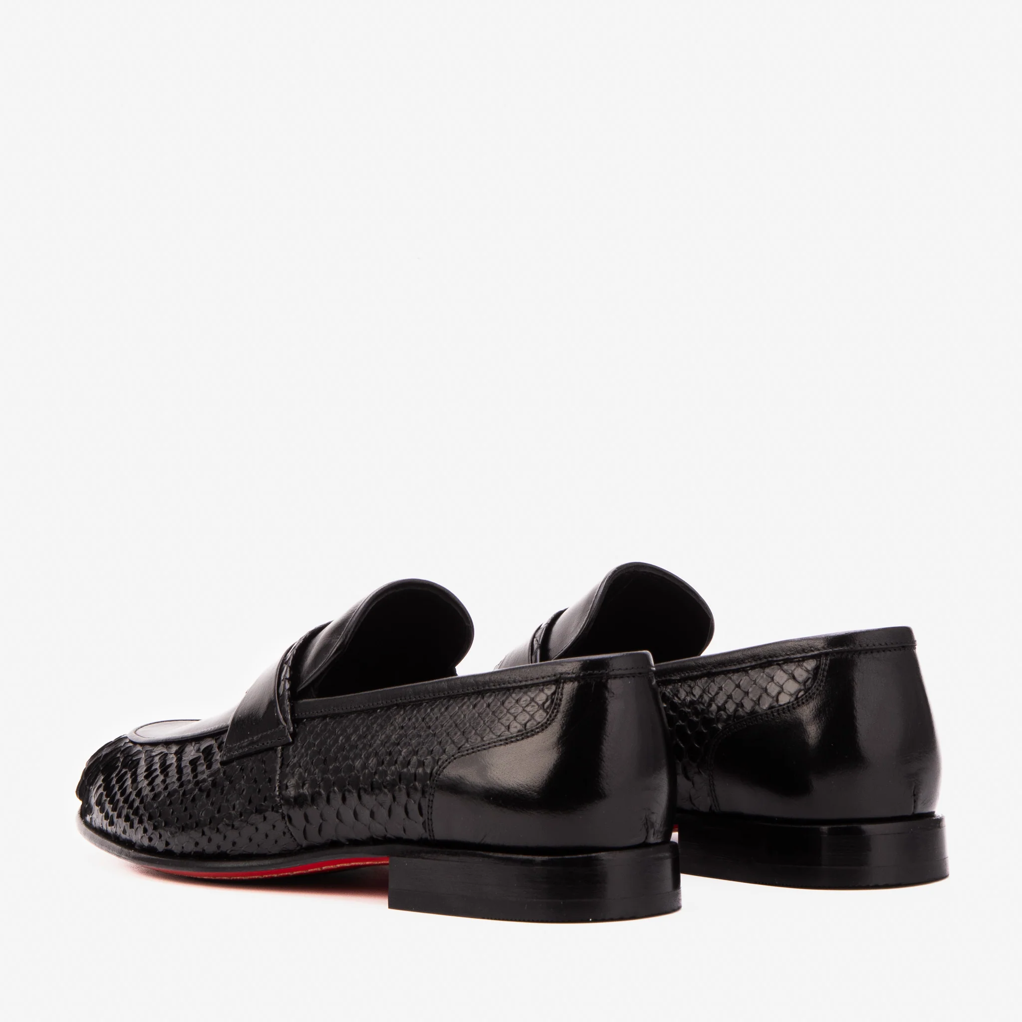 The Aurelio Black Python & Baby Buffalo Leather Penny Loafer - Image 4
