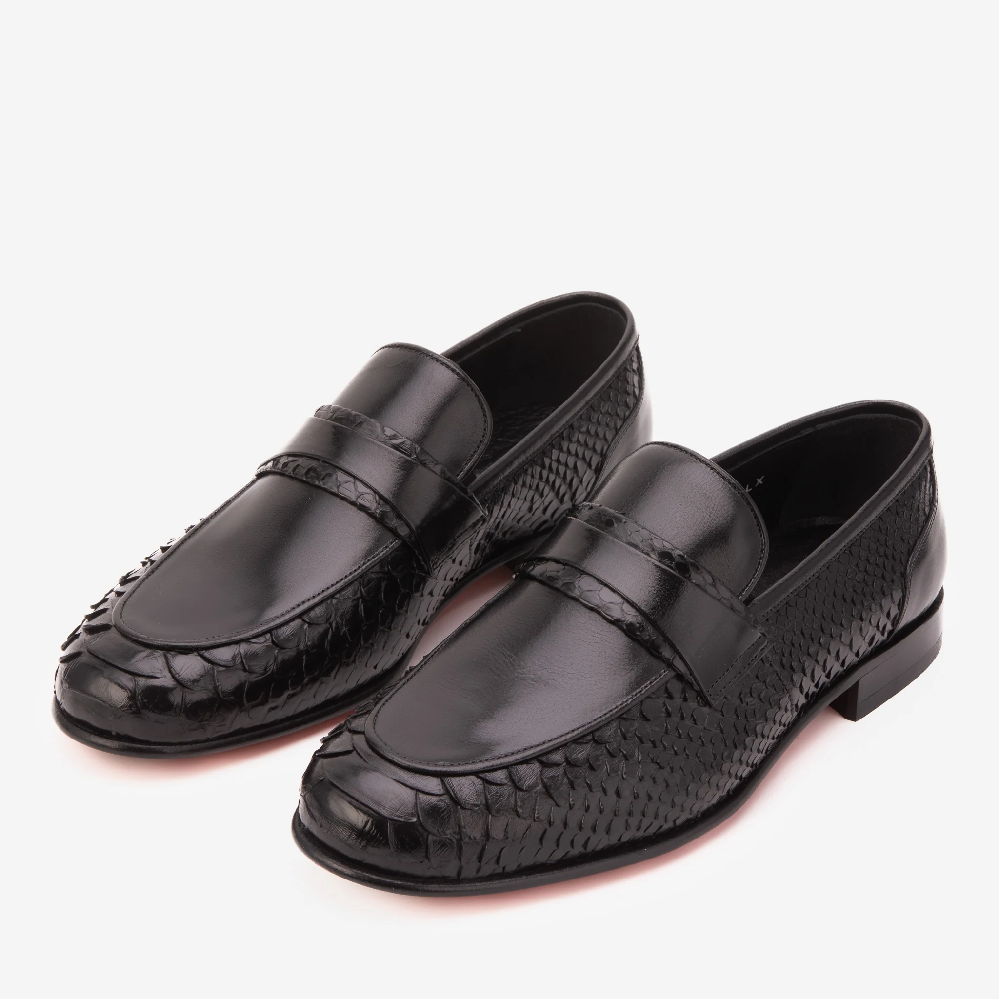 The Aurelio Black Python & Baby Buffalo Leather Penny Loafer - Image 5