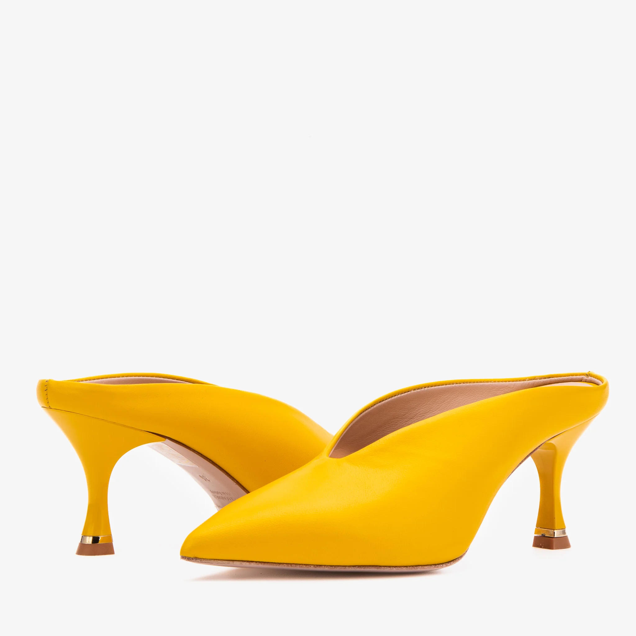 The Solara Yellow Leather Women Mule Heel - Image 6