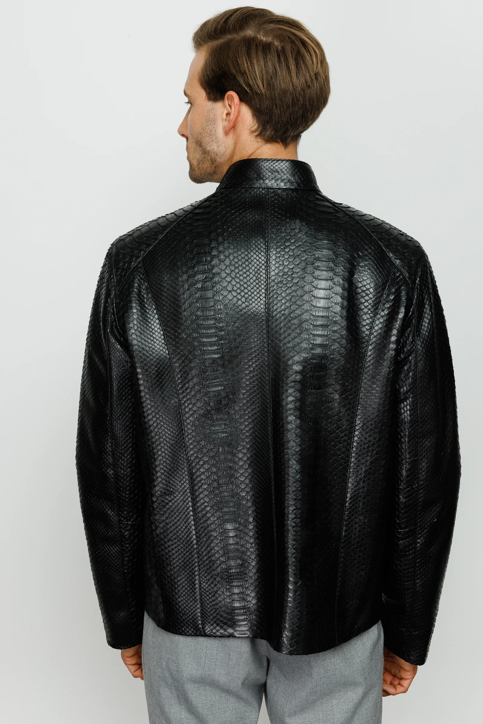 The Boss Pythn Black Leather Men Jacket - Image 4