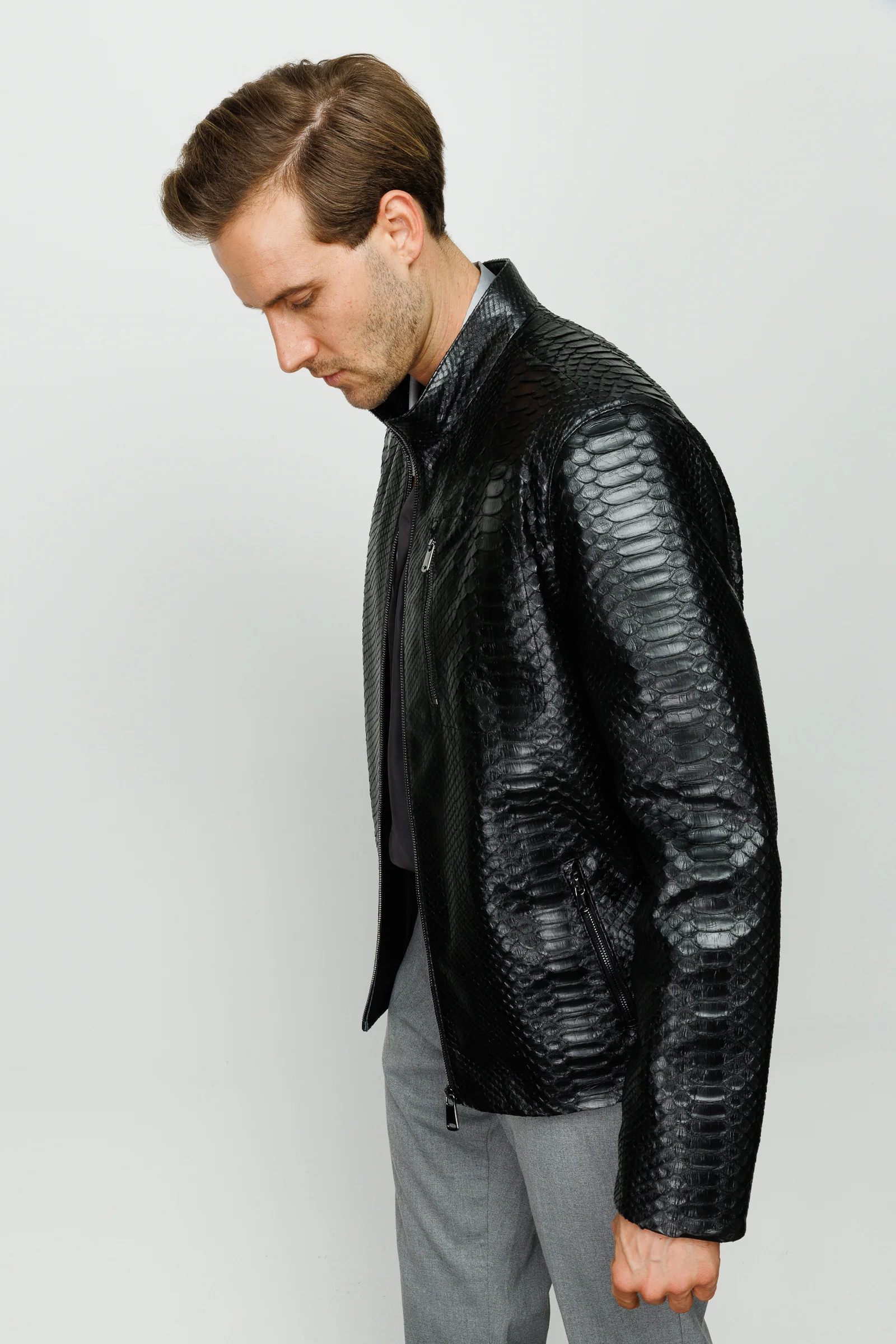 The Boss Pythn Black Leather Men Jacket - Image 5