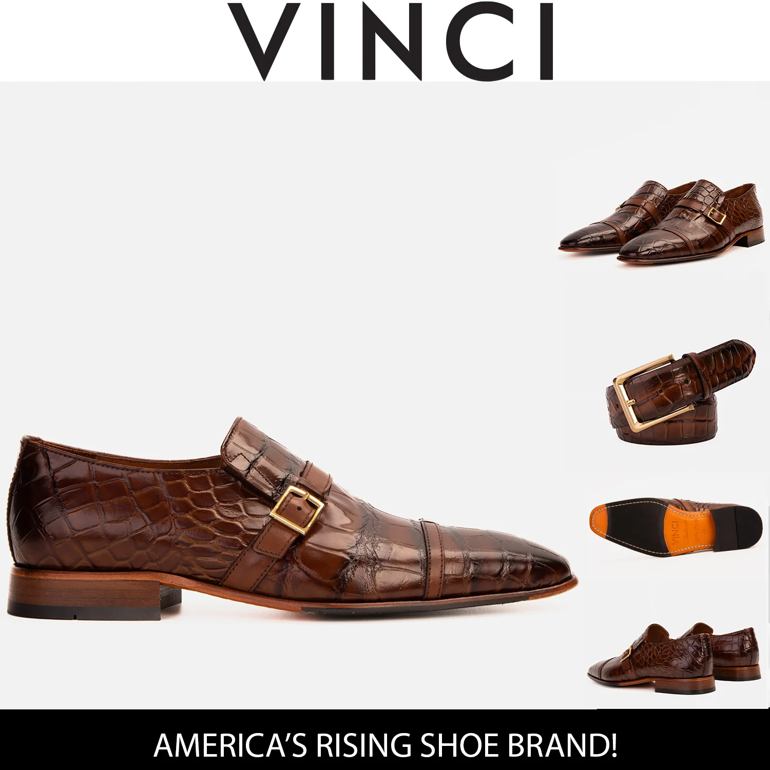 The Strat Single Monk Strap Cap Toe Brown Leather Handmade Men Shoe - Image 8