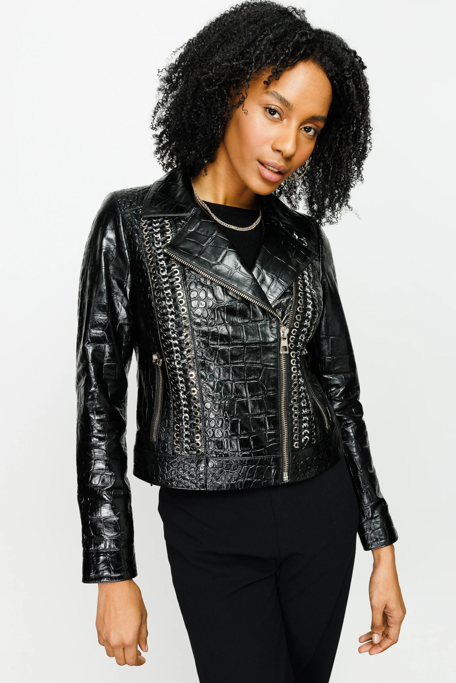 The Lante Black Leather Women Jacket - Image 7