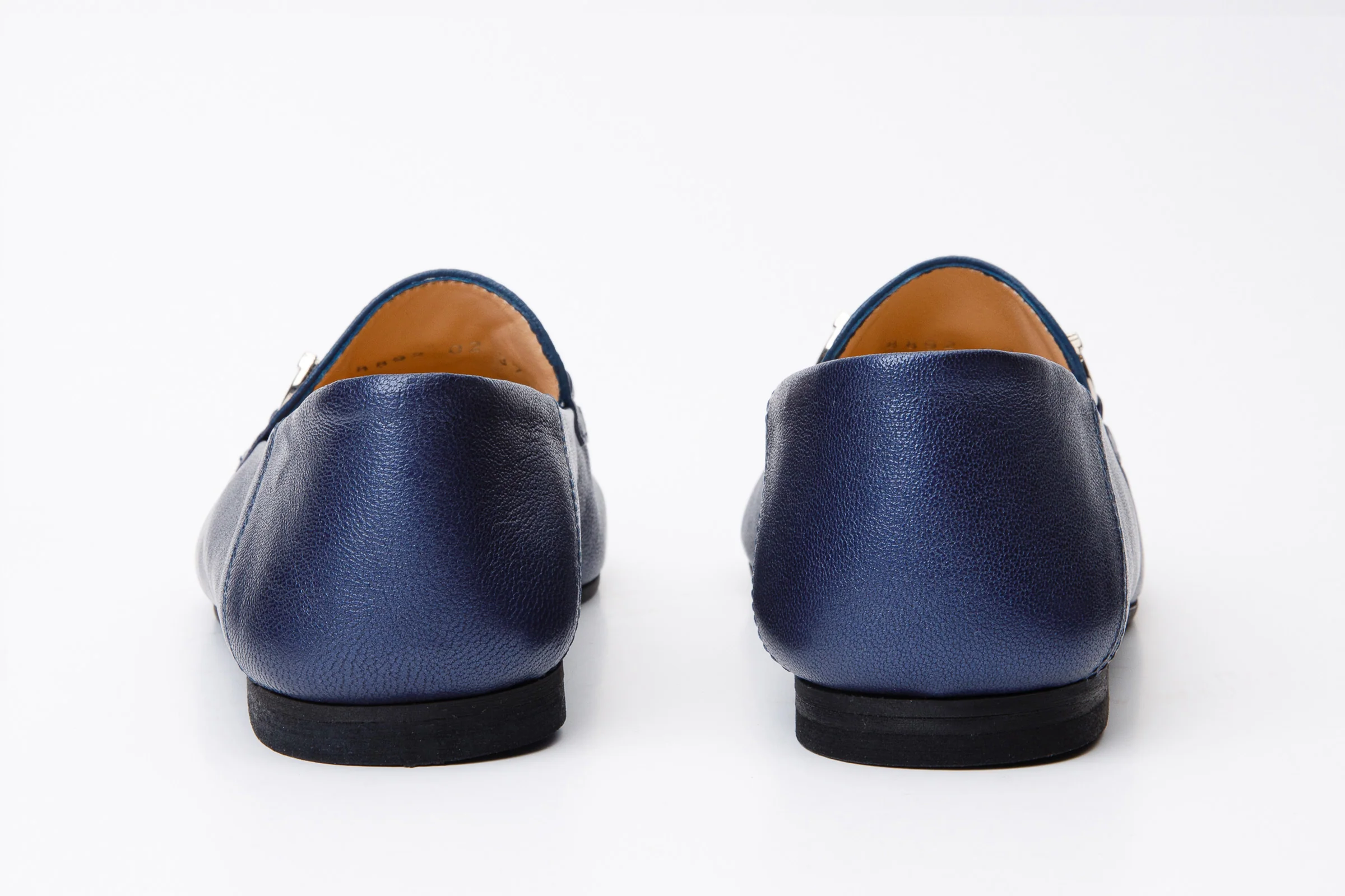 Luanda Navy Blue Leather Women Flat Shoe - Image 4