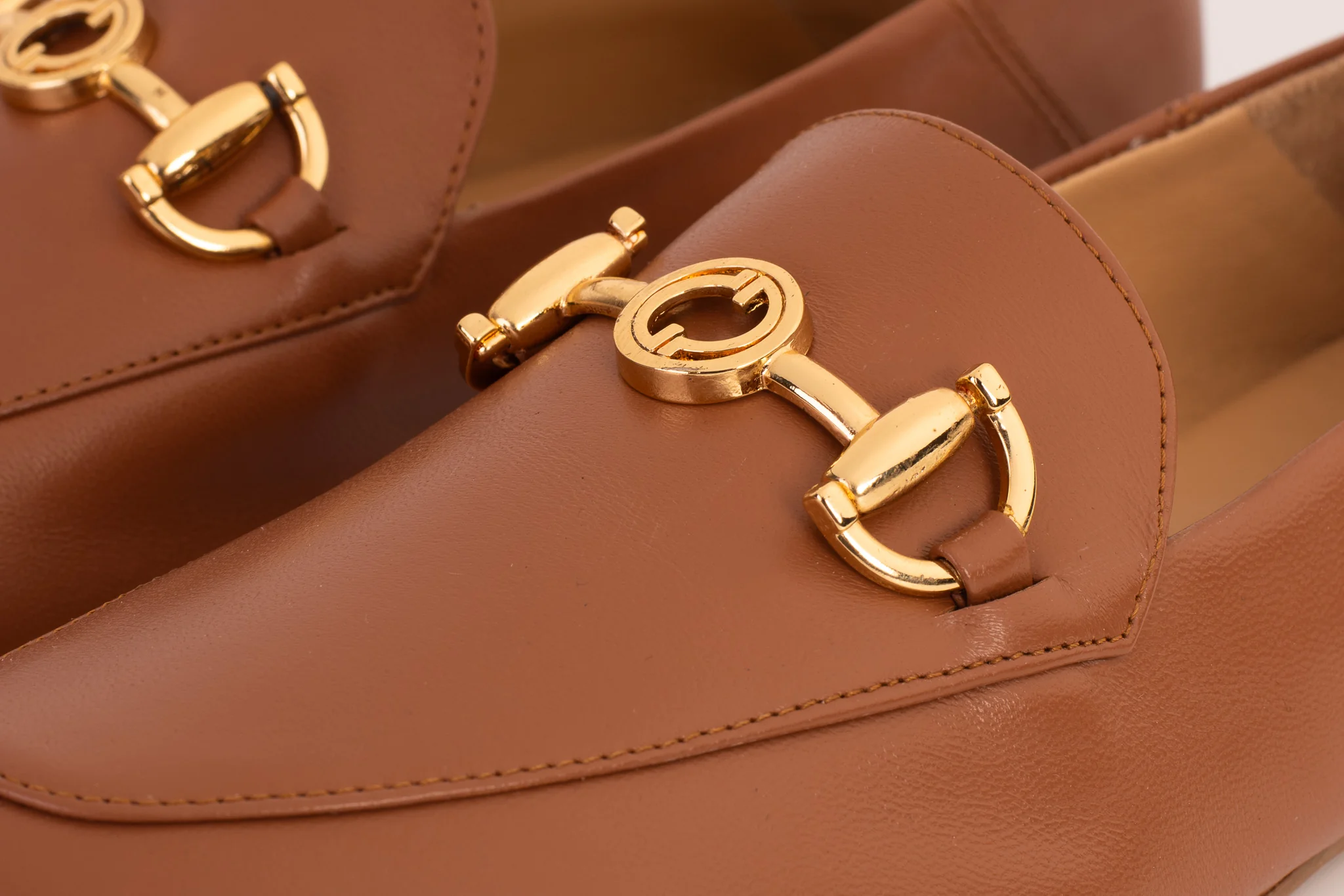 Luanda Tan Leather Women Flat Shoe - Image 3