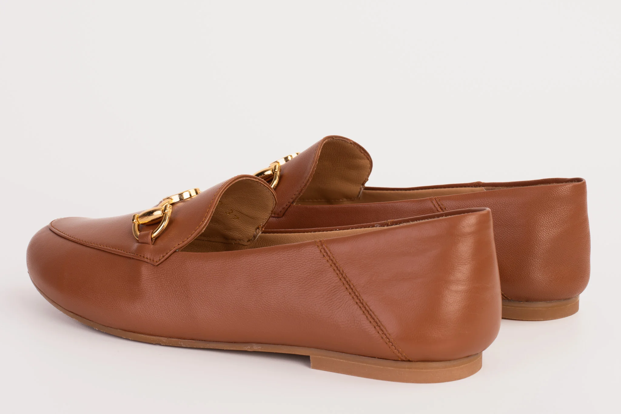 Luanda Tan Leather Women Flat Shoe - Image 4