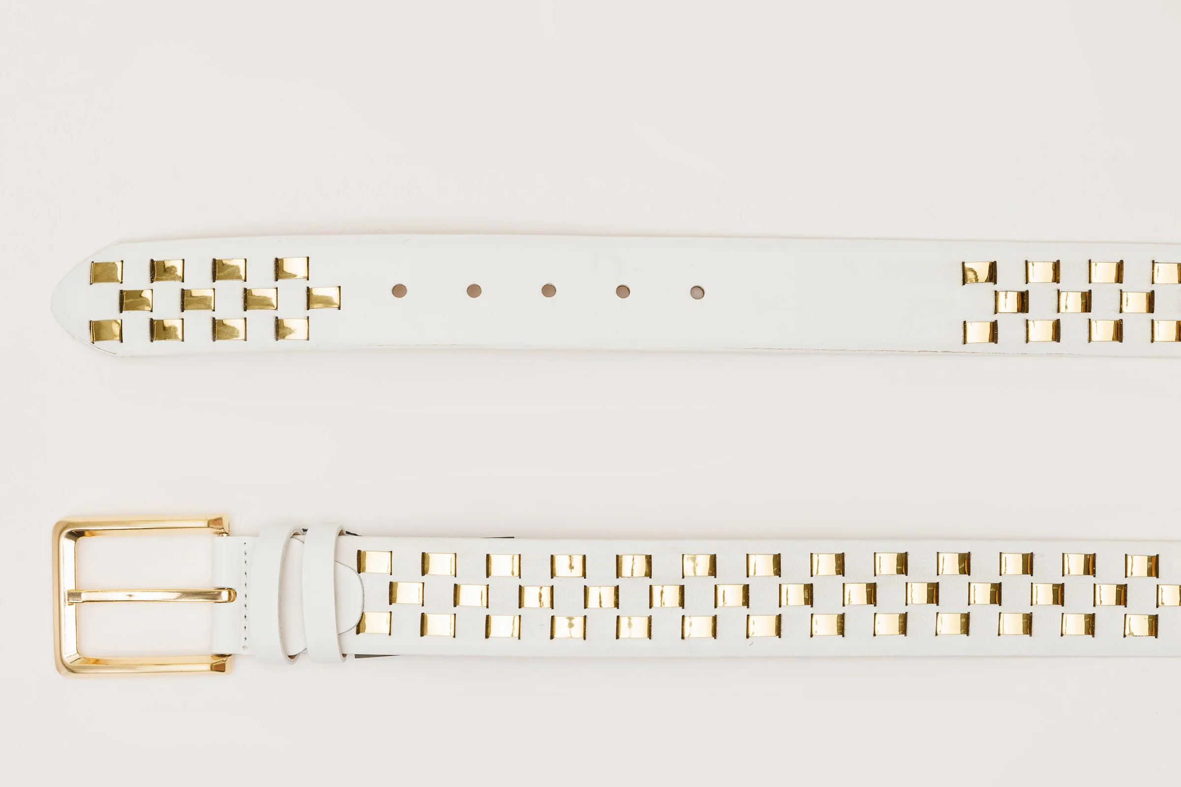The Mackenzie White & Gold Woven Leather Belt - Image 3