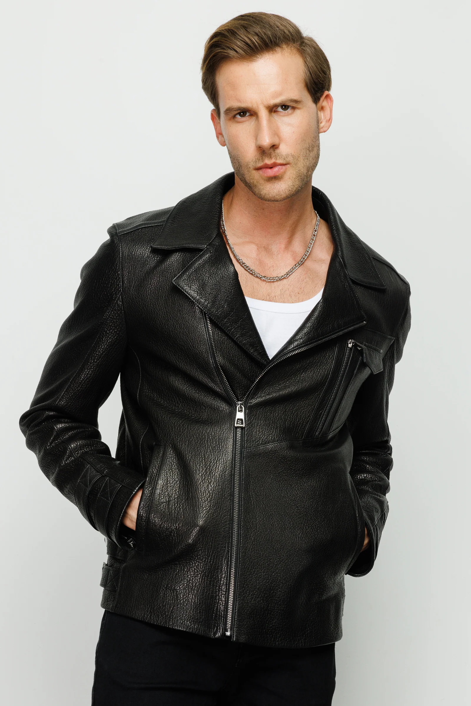 The Monola Black Leather Men Jacket - Image 11