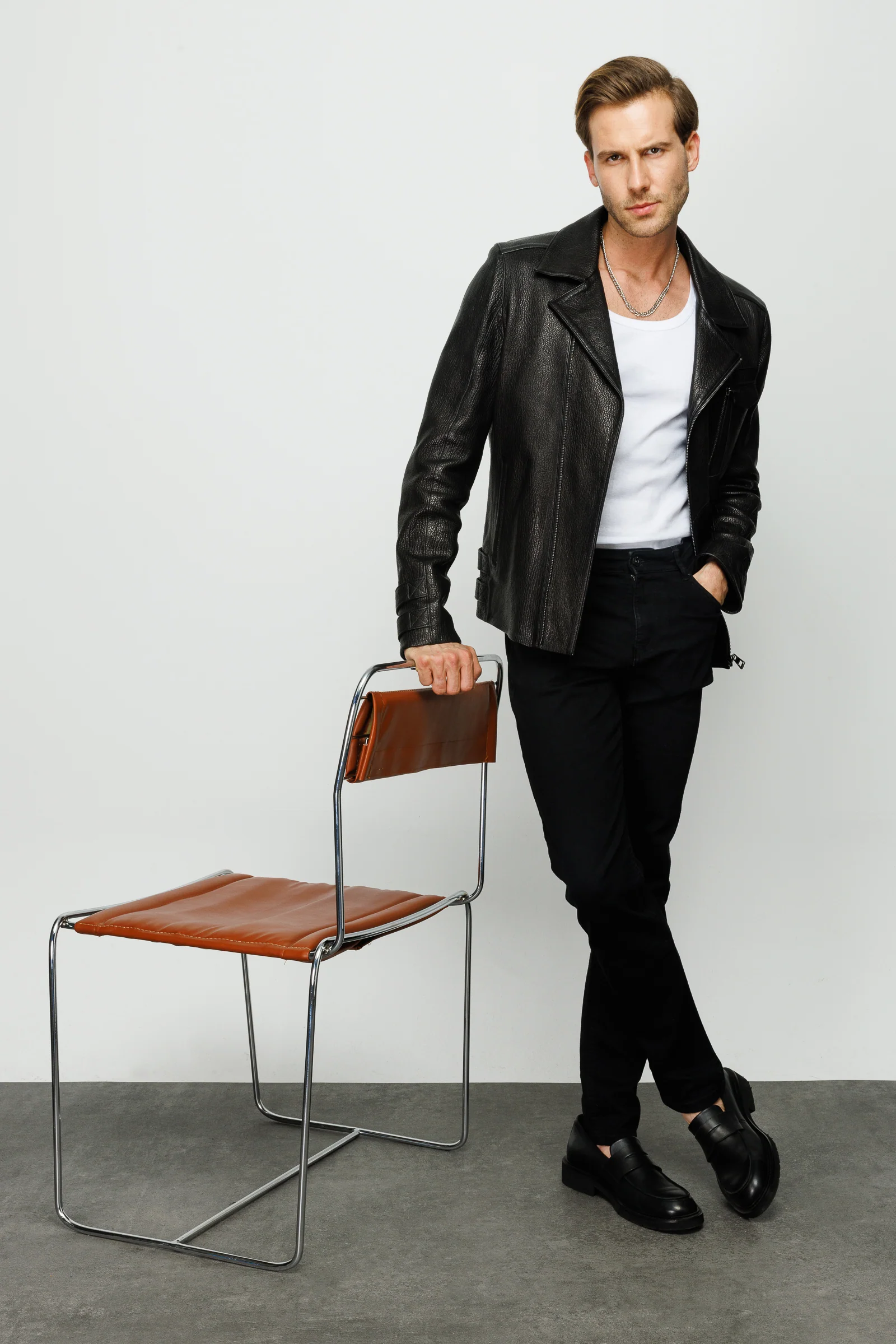 The Monola Black Leather Men Jacket - Image 13