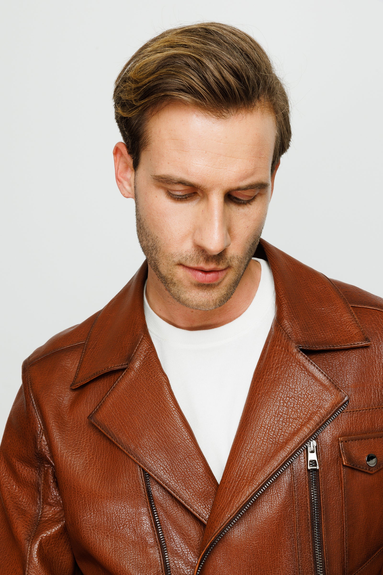 The Monola Tan Leather Men Jacket - Image 12