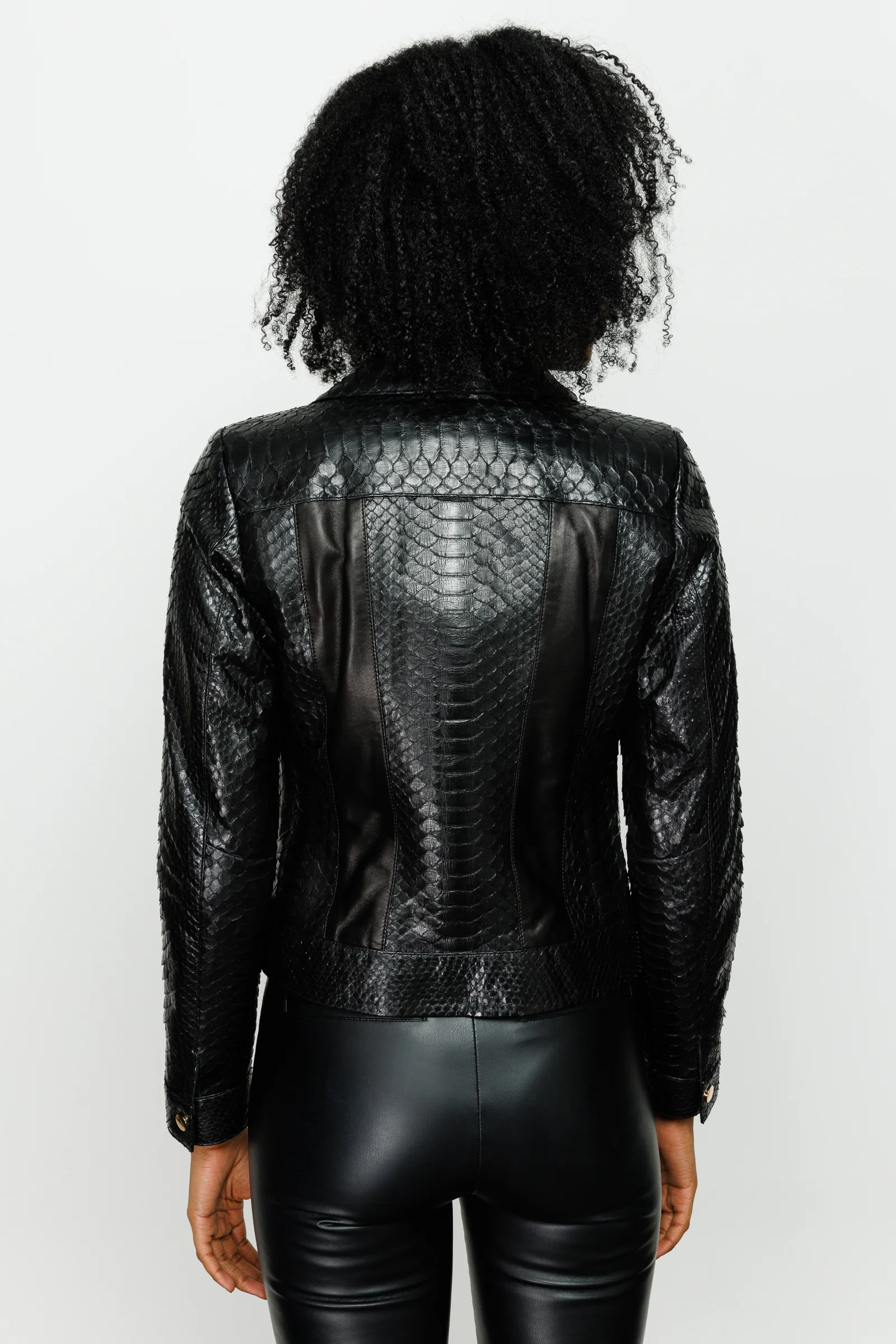 The Nayro Pythn Black Leather Women Jacket - Image 5