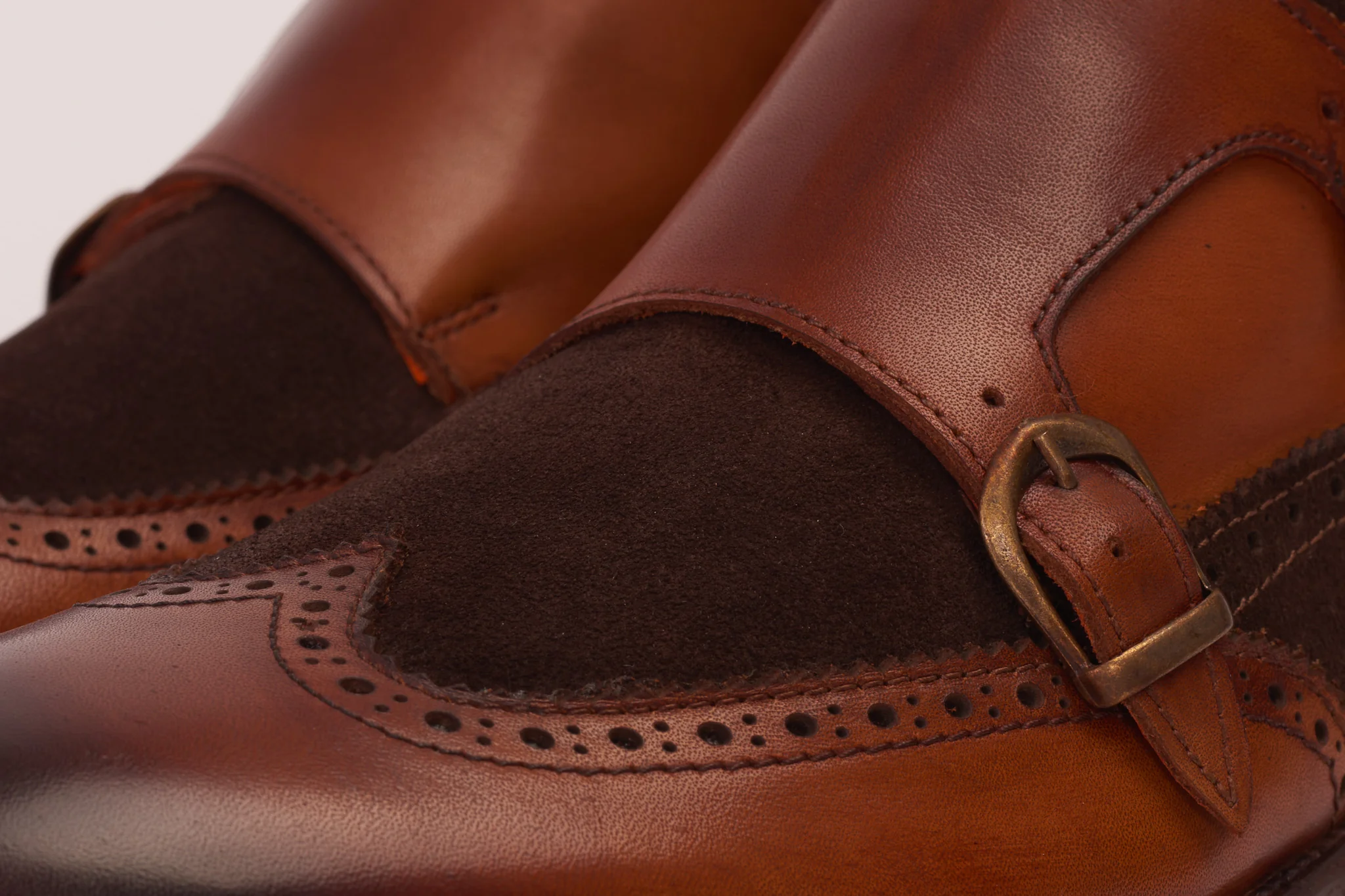 The Albus Tan Leather & Suede Double Strap Monk Brogue Men Boot - Image 3