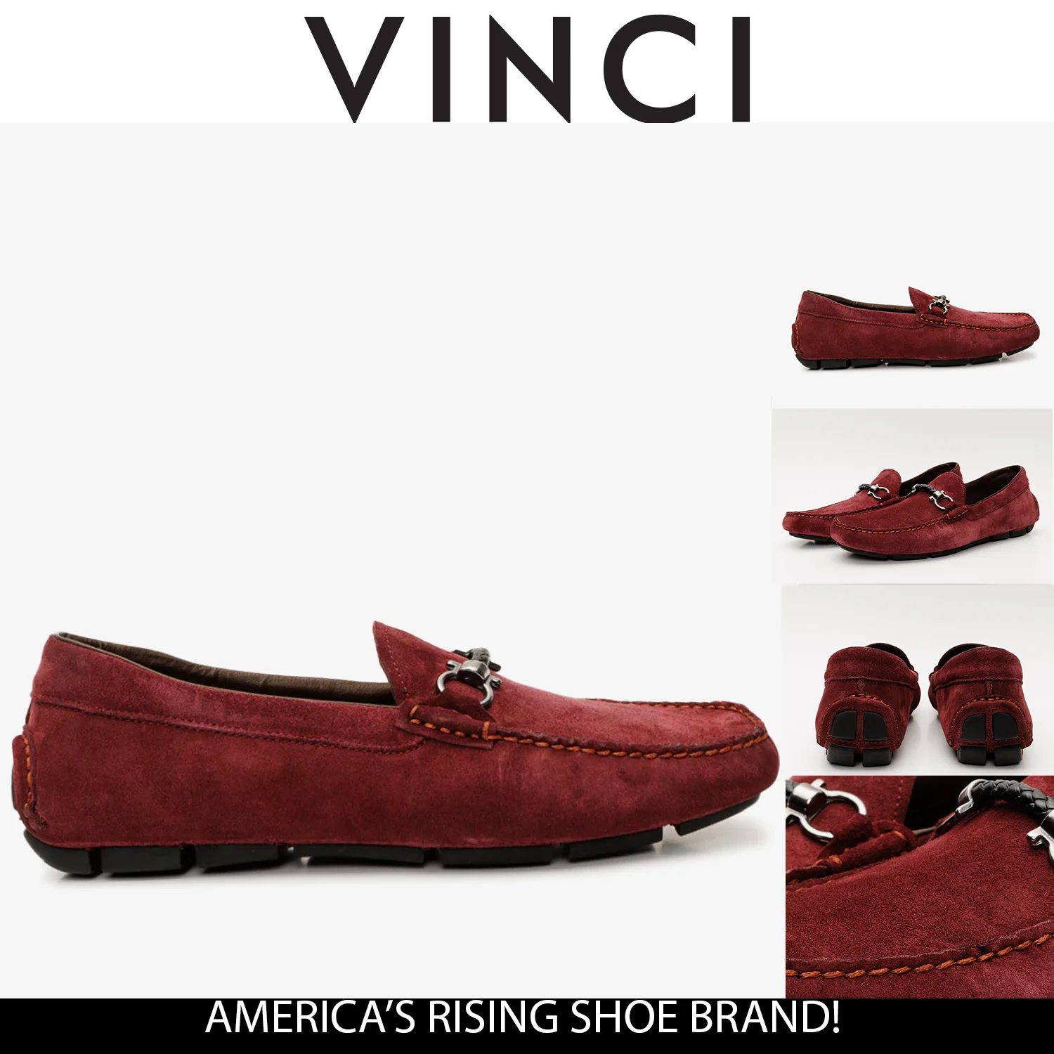 The Bari Burgundy Suede Leather Bit Drive Loafer Men Shoe - Image 3