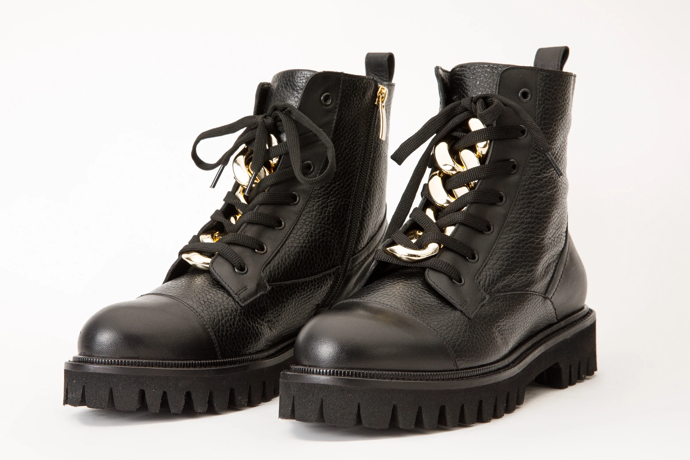 The Belgrad Black Leather Lace-Up Ankle Women Boot With a Side Zipper Final Sale! - Image 2