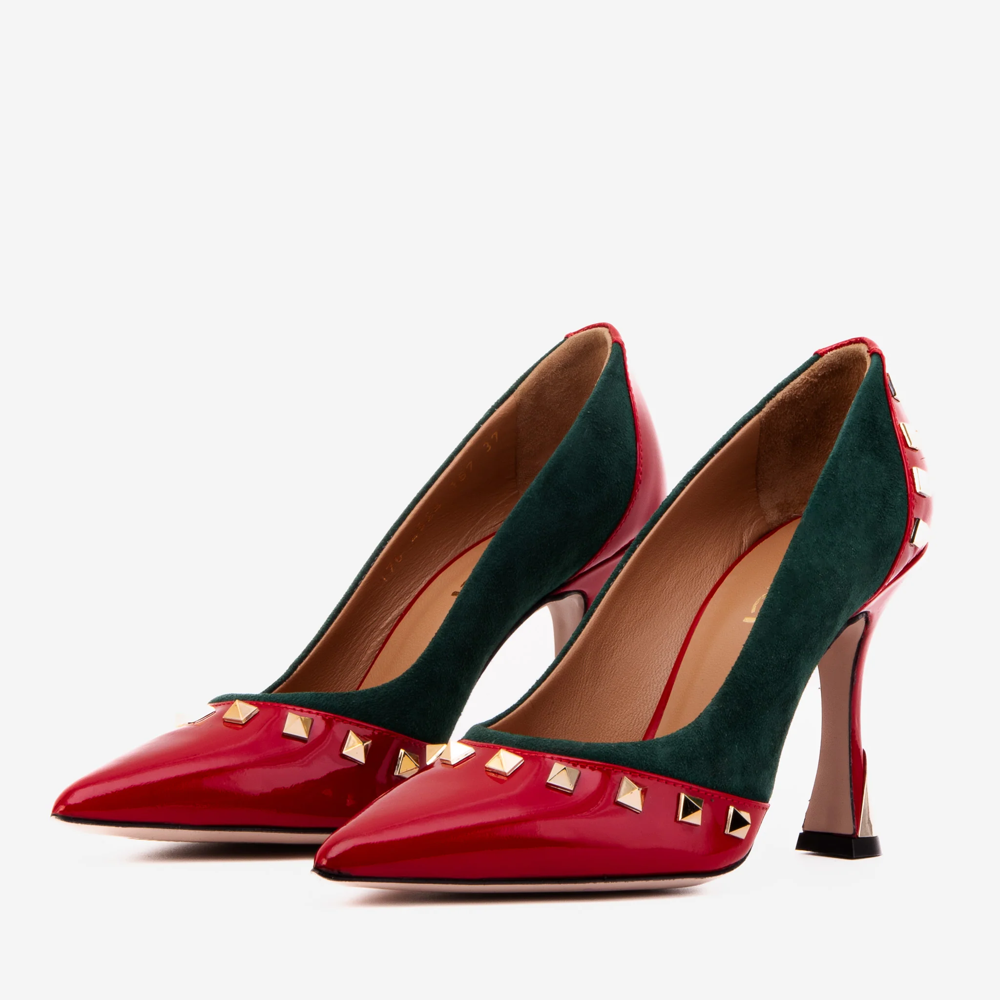 The Bella Vita Studded Red & Green Leather Pump Women Shoe - Image 3
