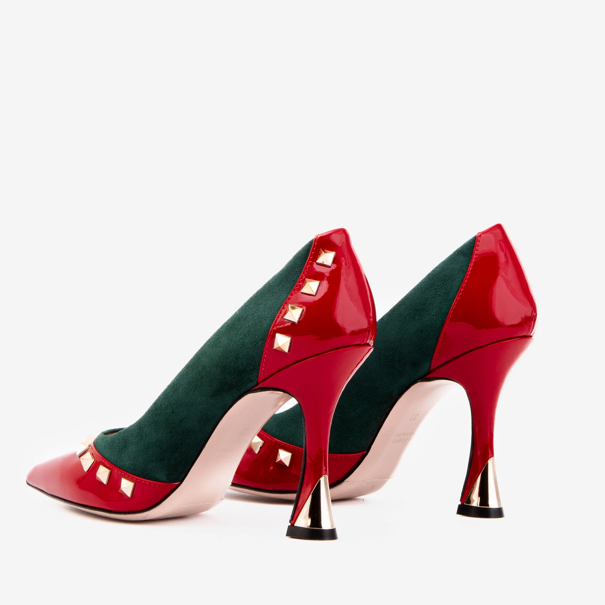 The Bella Vita Studded Red & Green Leather Pump Women Shoe - Image 7