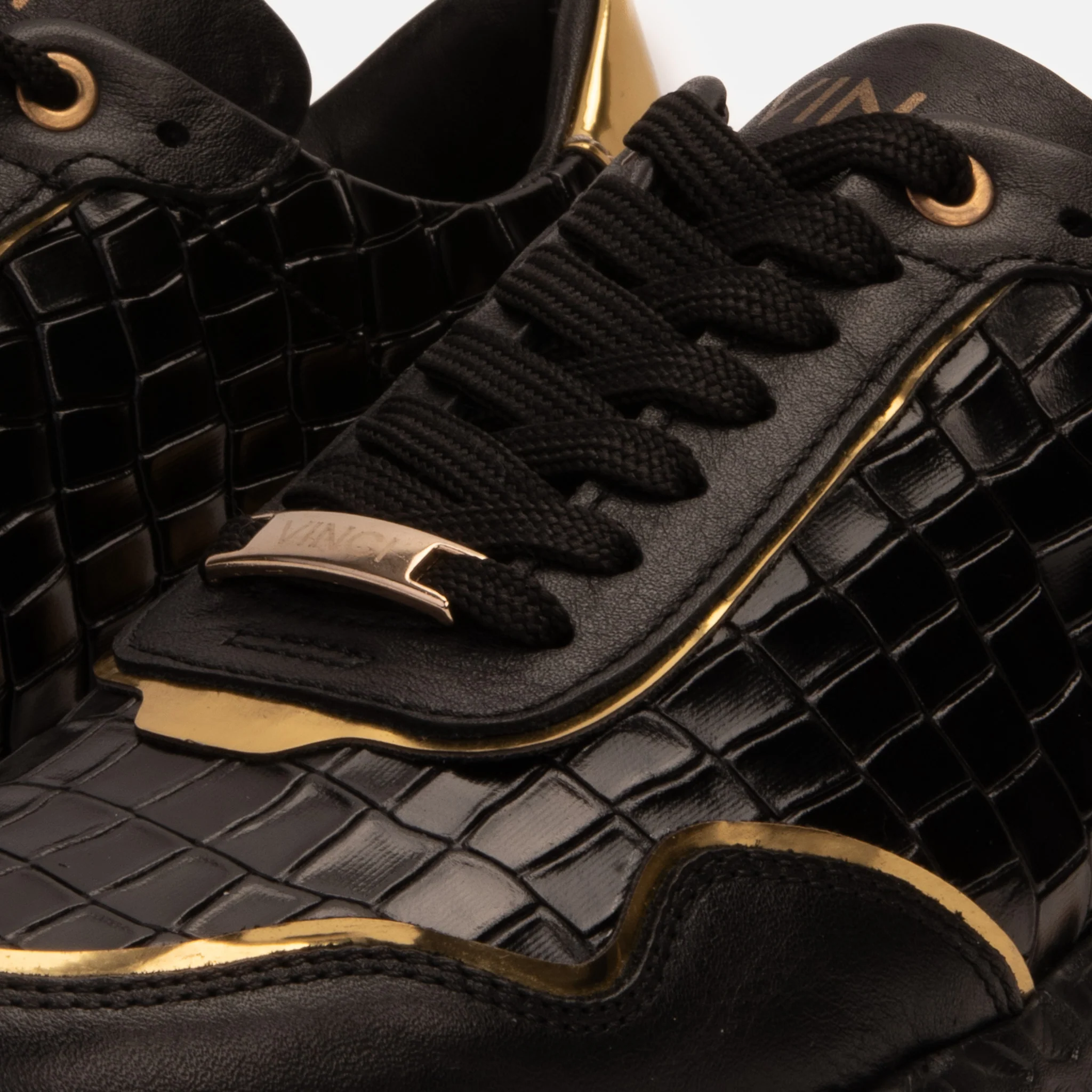 The Bellagio Black & Gold Leather Men Sneaker - Image 7