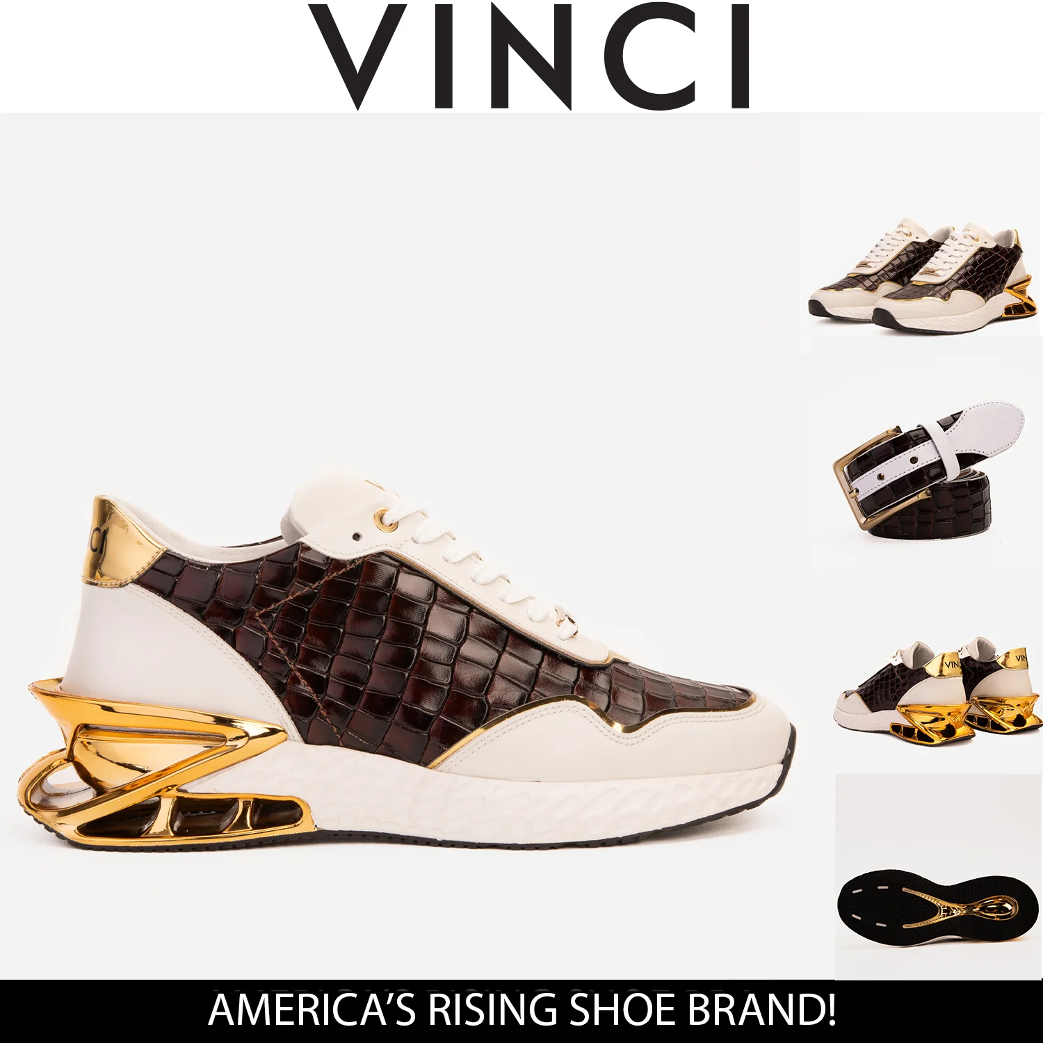 The Bellagio White & Gold Leather Men Sneaker - Image 7