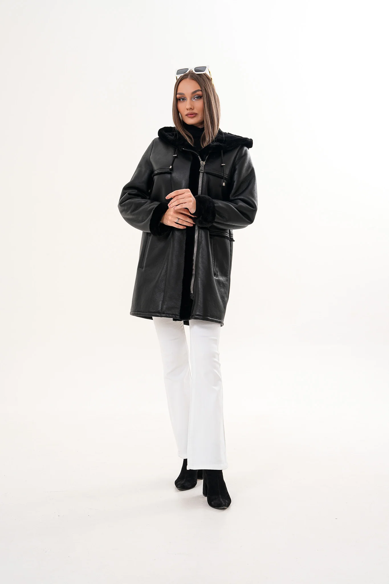 The Belluna Black Shearling Women Jacket - Image 11