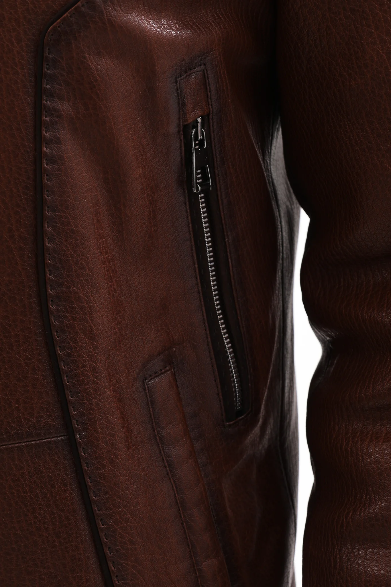 The Bergamo Brown Shearling Leather Men Jacket - Image 5