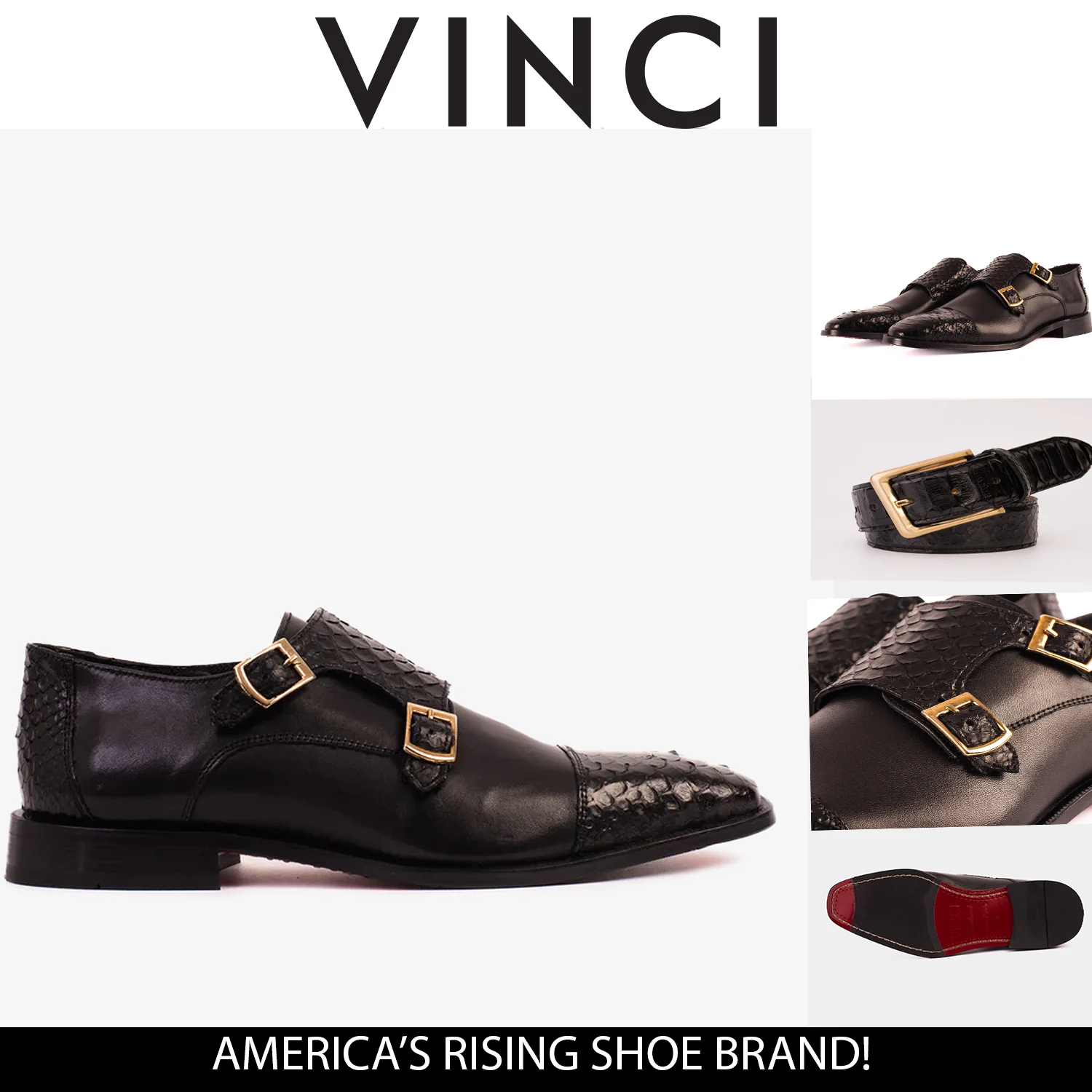 The Bishkek Black Leather Cap Toe Double Monk Strap Men Shoe - Image 7