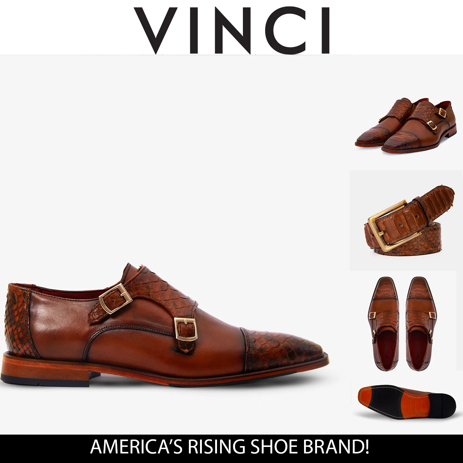 The Bishkek Tan Leather Cap Toe Double Monk Strap Men Shoe - Image 6