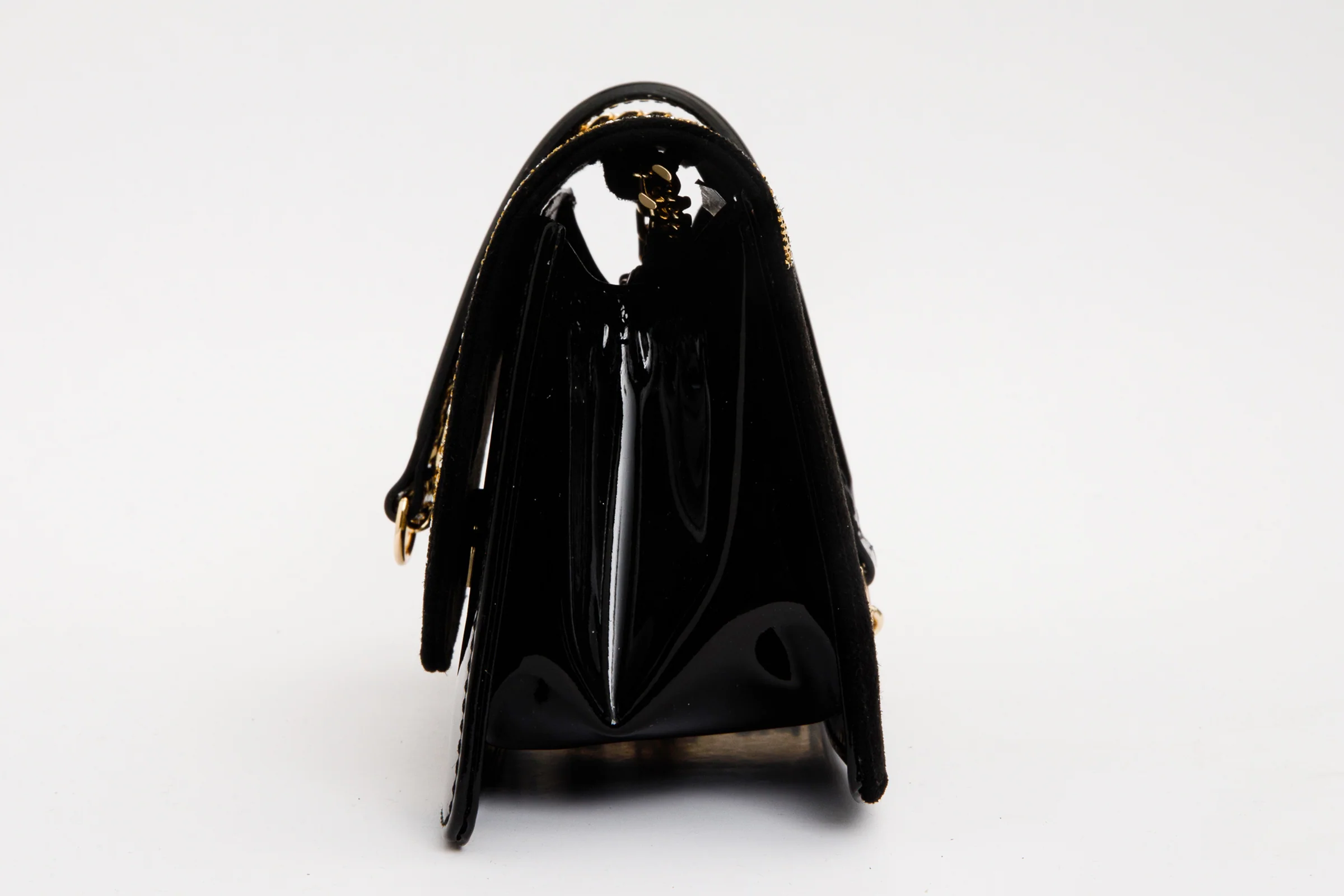 The Bolu Black Glitter Leather Handbag - Image 3