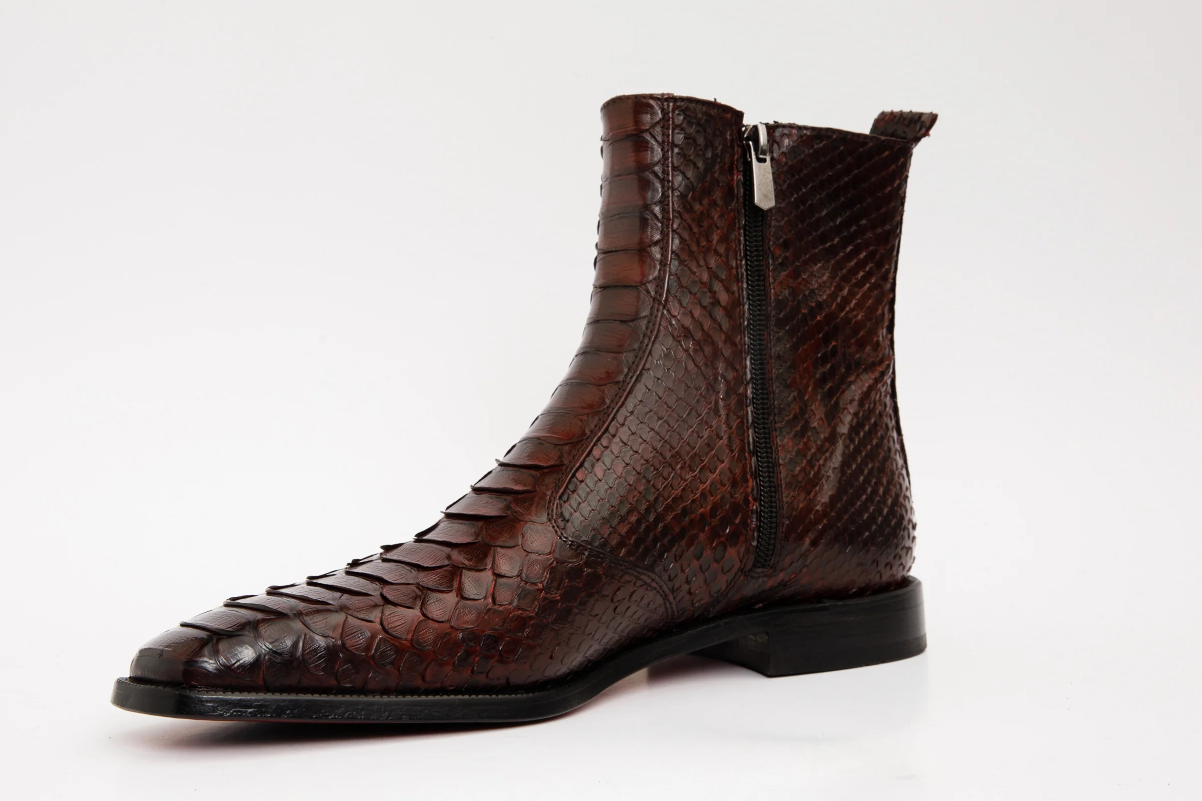 The Boss Burgundy Pythn Snk Zip-Up Leather Men Boot Limited Edition - Image 6