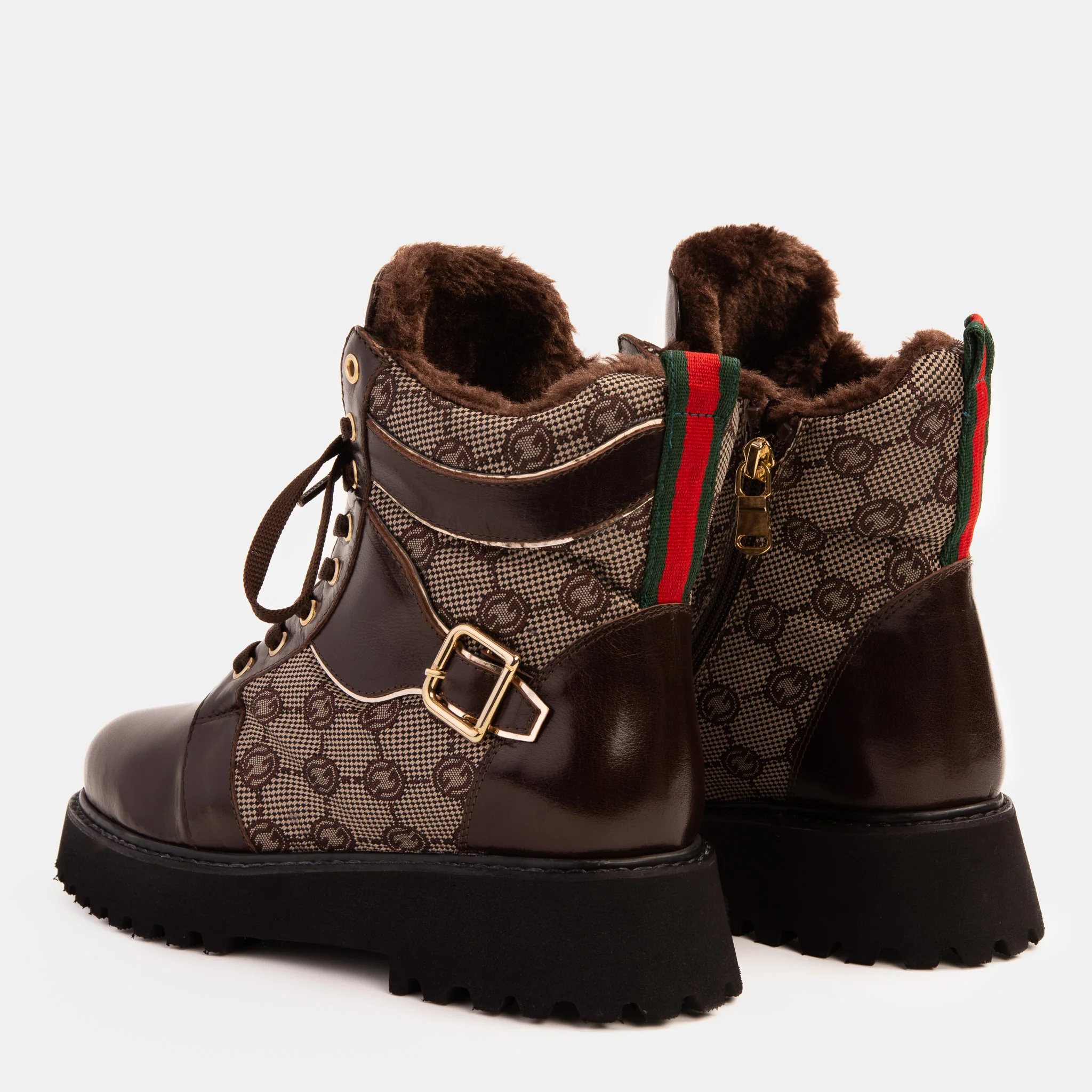 The Boston Brown Leather Lace-Up Ankle Women Boot With a Side Zipper - Image 4