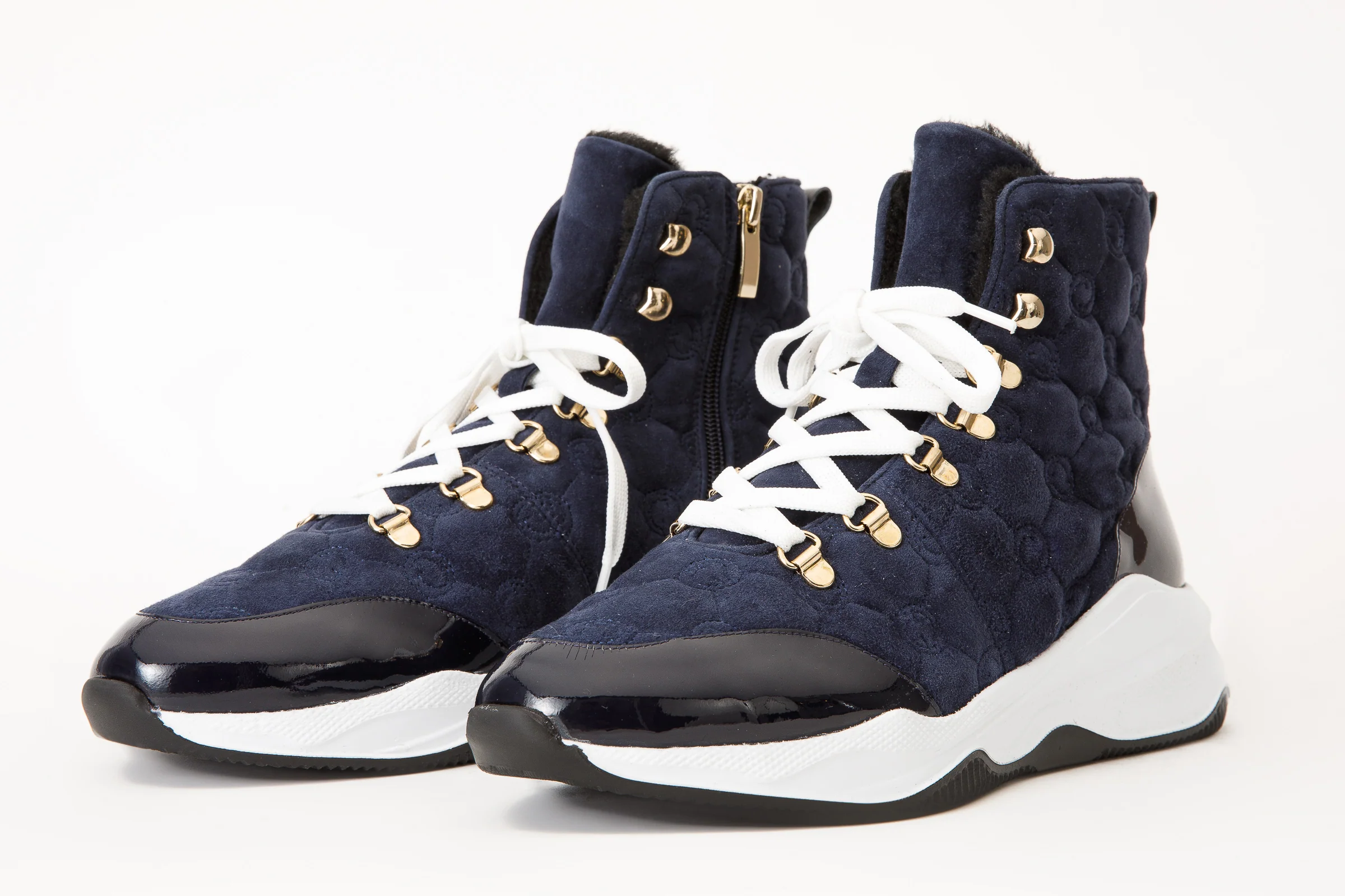 The Cambridge Navy Blue Suede Quilted Leather Ankle Women Boot Final Sale! - Image 2