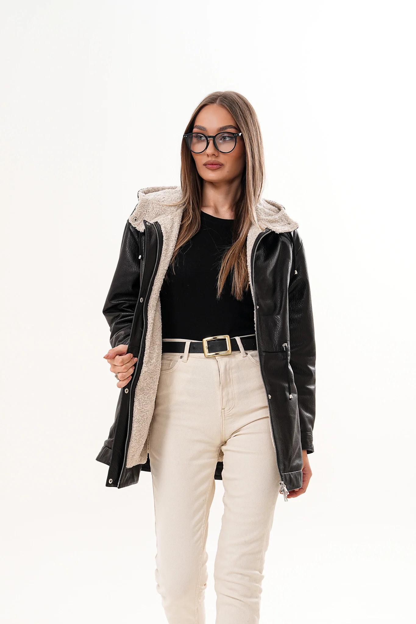 The Capri Black Hooded Leather Women Jacket - Image 6