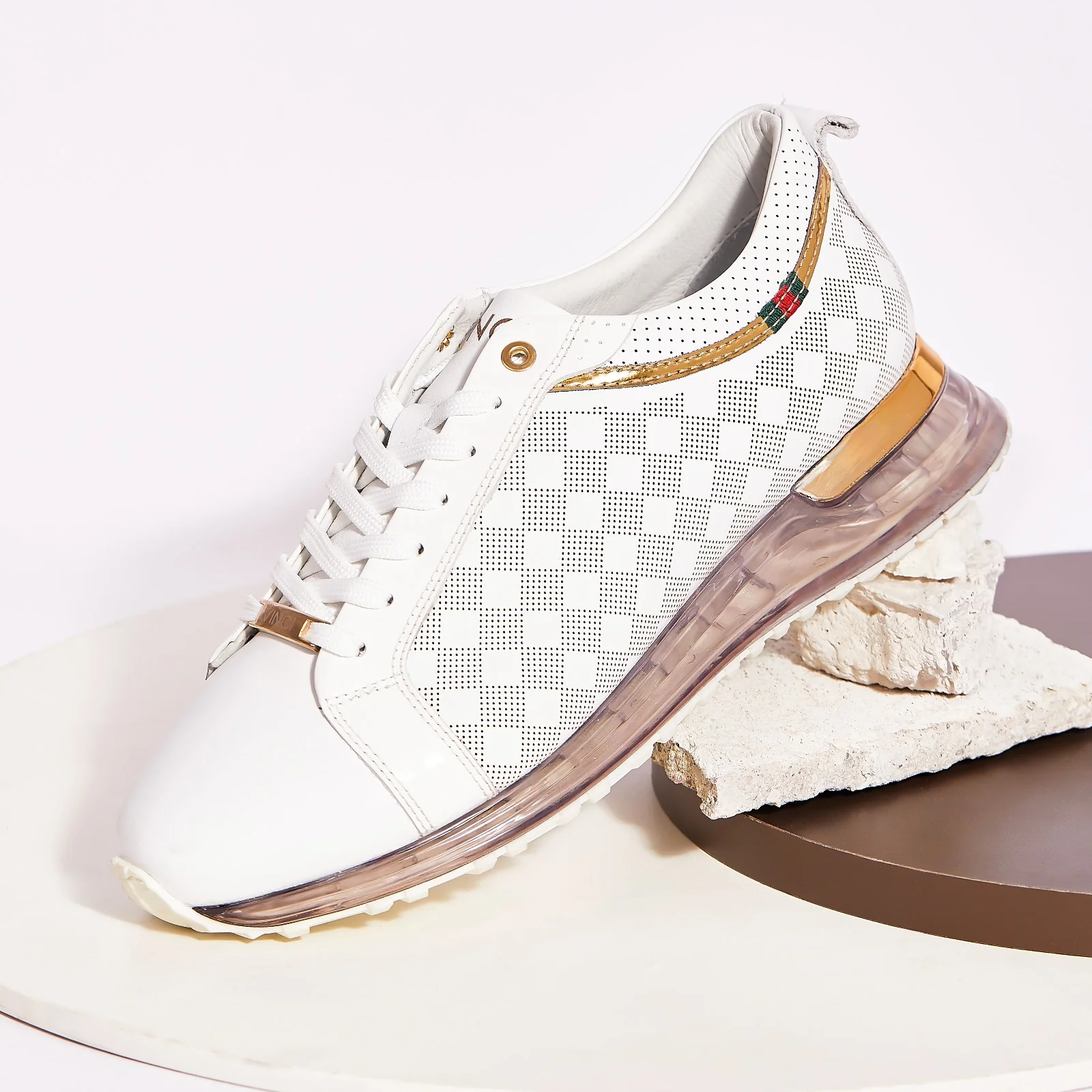 The Cenova White & Gold Leather Men Sneaker - Image 2