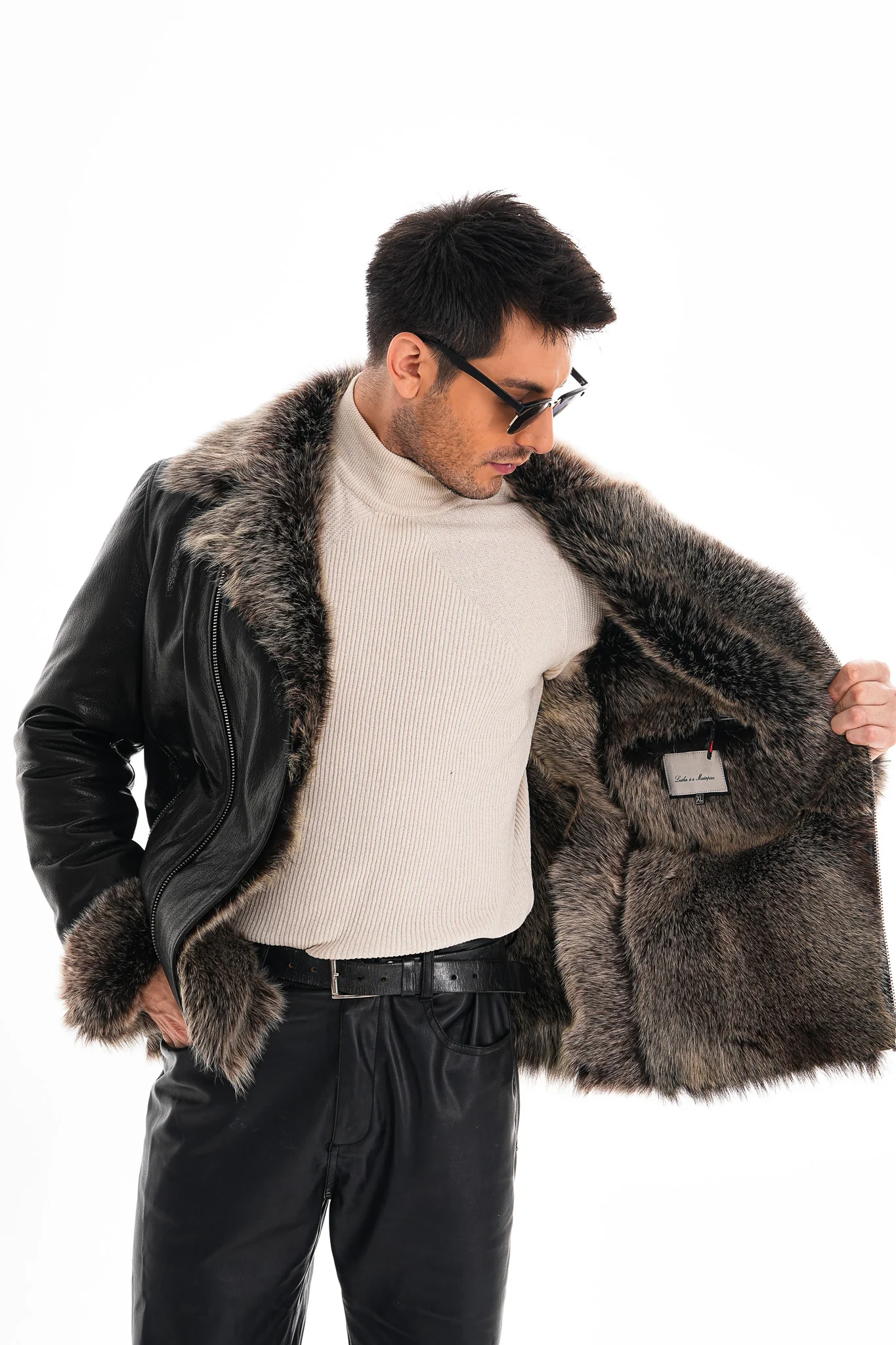 The Cortina Black Shearling Leather Men Jacket - Image 11