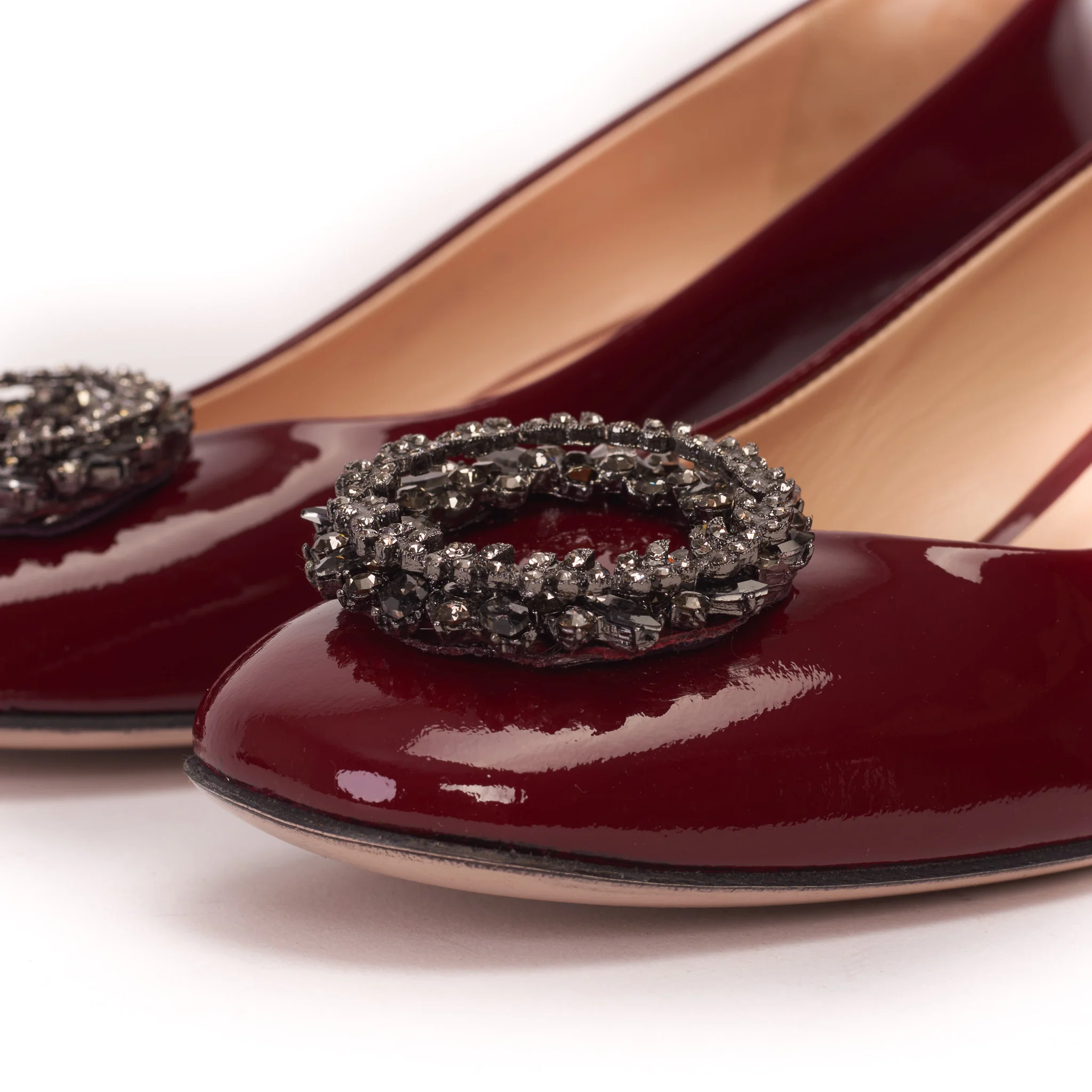 The Danish Burgundy Patent Leather Block Heel Pump Women Shoe - Image 3