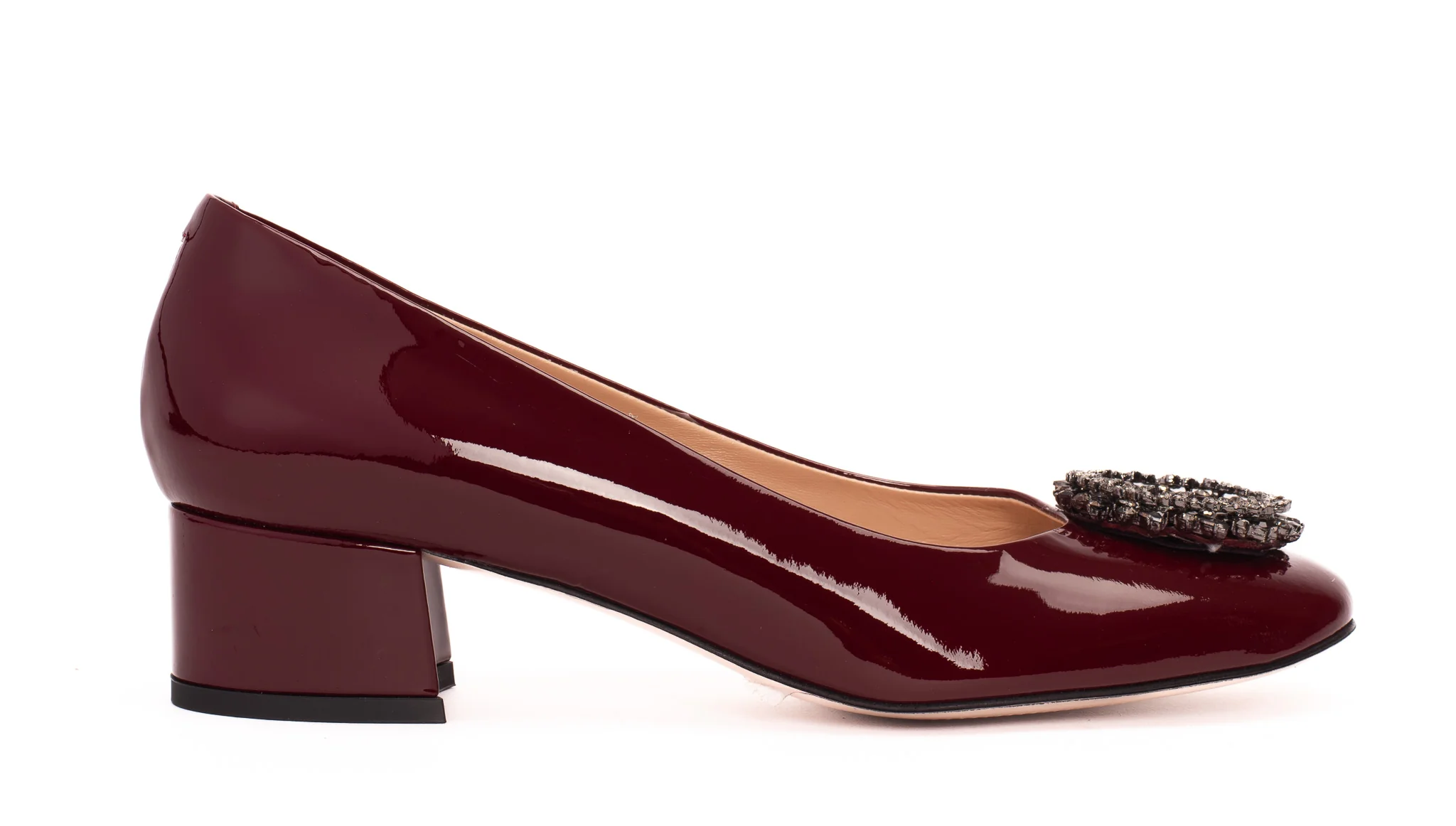 The Danish Burgundy Patent Leather Block Heel Pump Women Shoe - Image 5