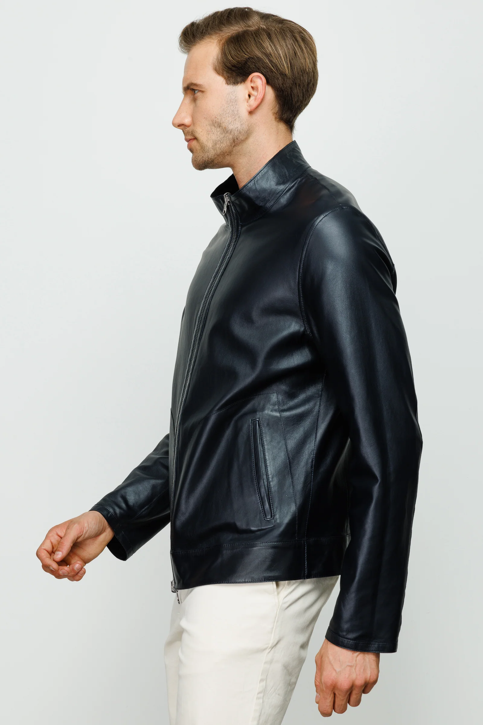 The Del Rio Dark Blue Leather Men Jacket - Image 2