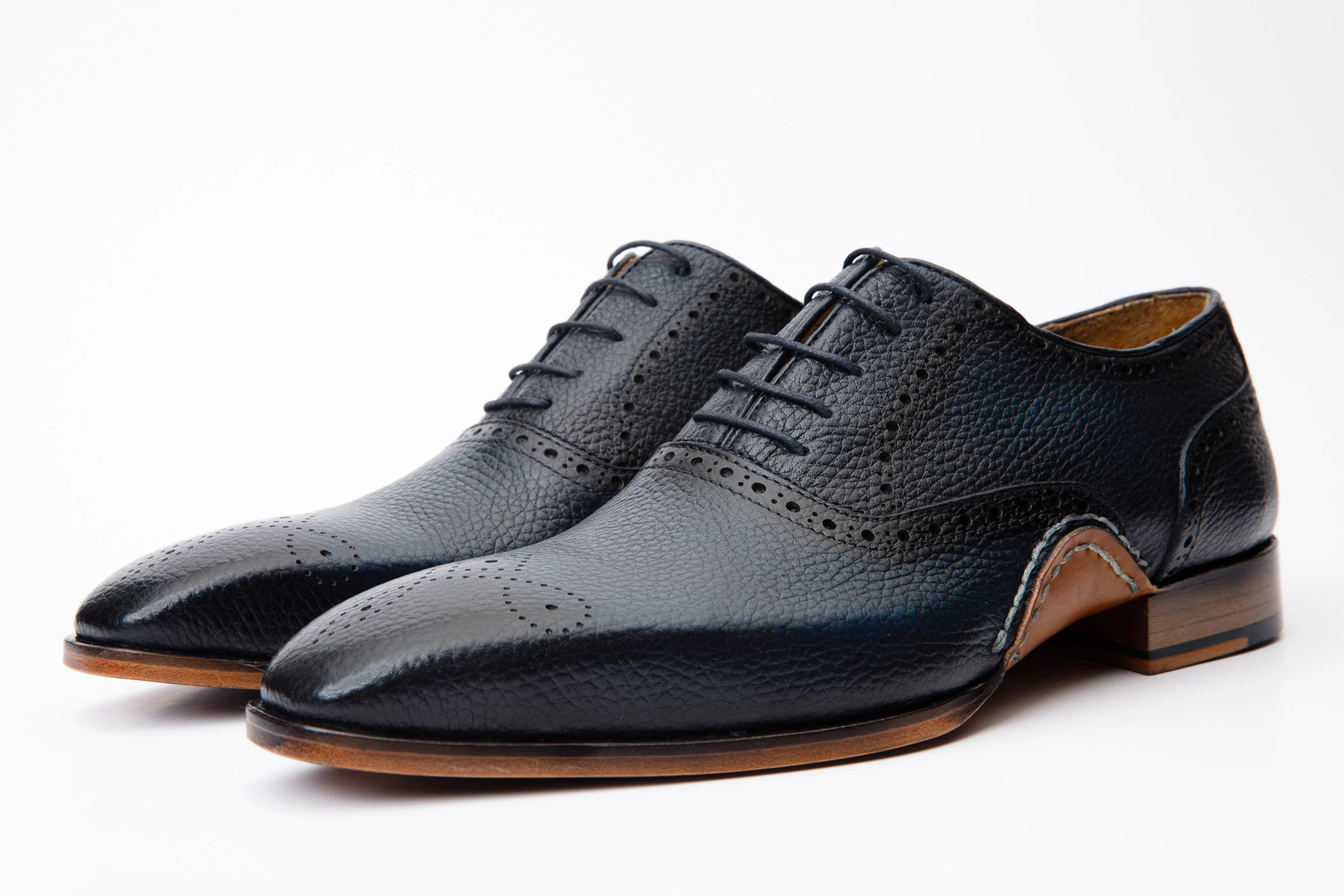 The Draco Handmade Navy Blue Semi Brogue Oxford Men Shoe - Image 2