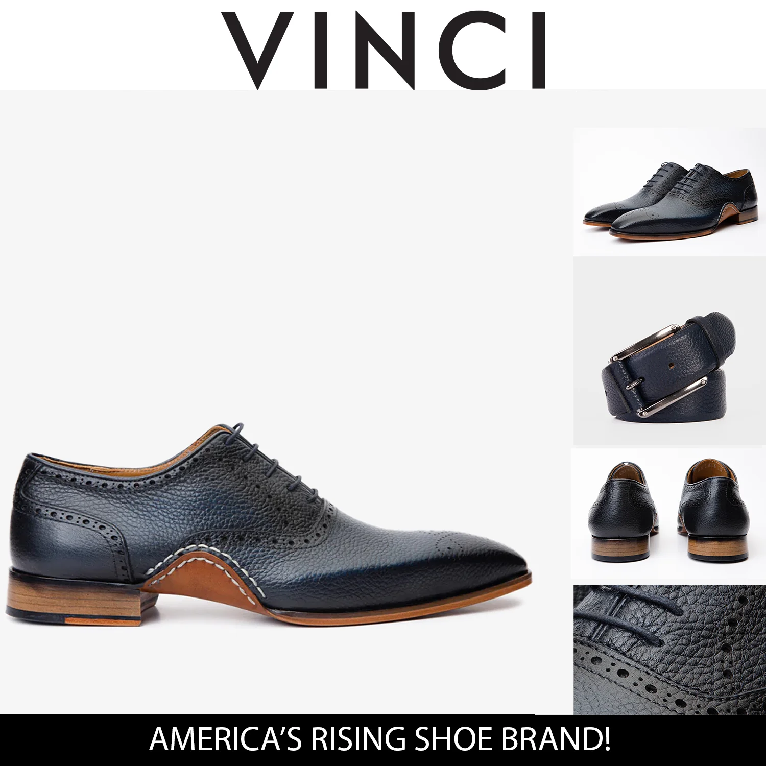 The Draco Handmade Navy Blue Semi Brogue Oxford Men Shoe - Image 5