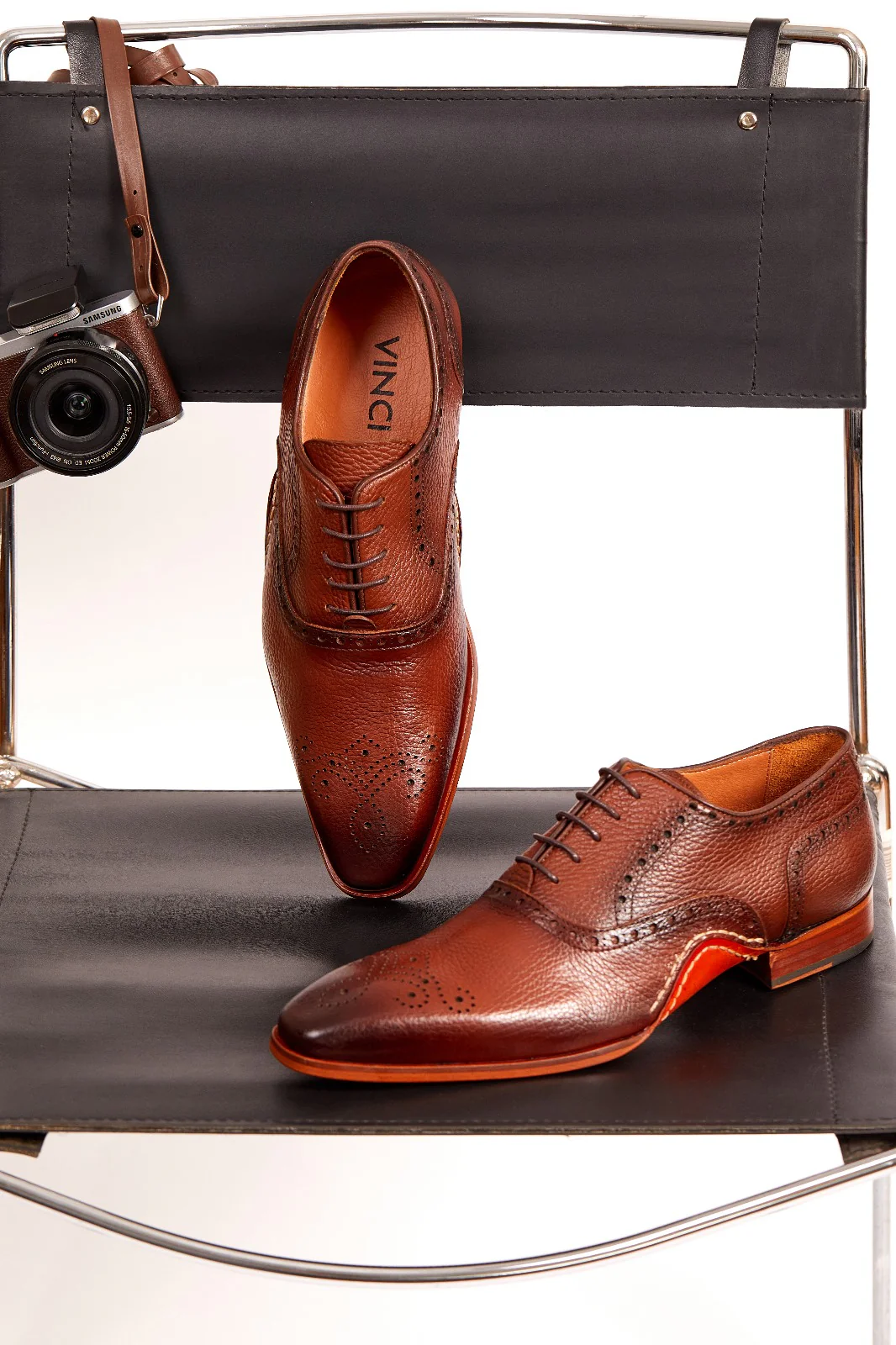 The Draco Handmade Tan Semi Brogue Oxford Men Shoe - Image 7