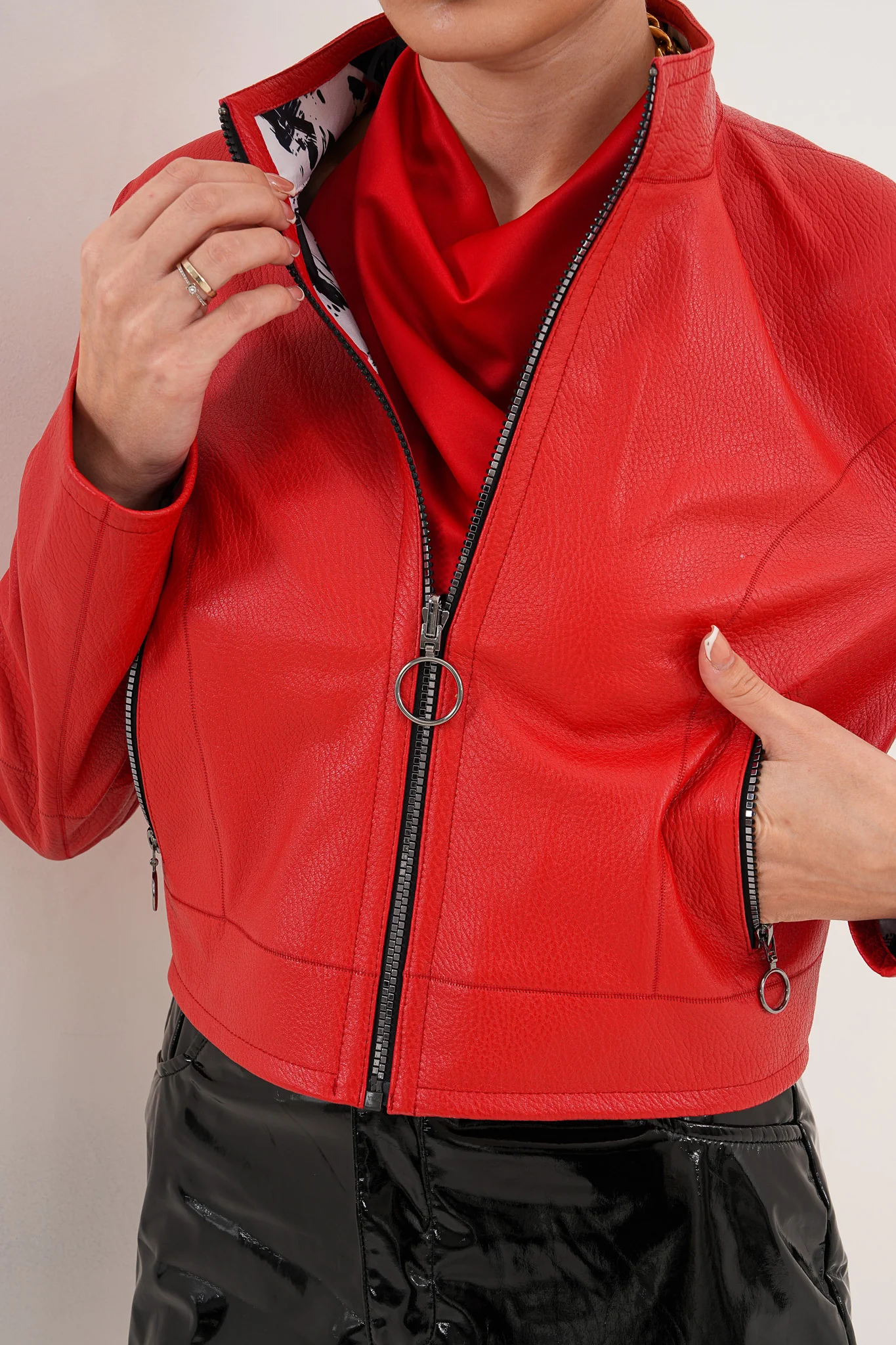 The Elvaris Reversible Red Leather Women Jacket - Image 2