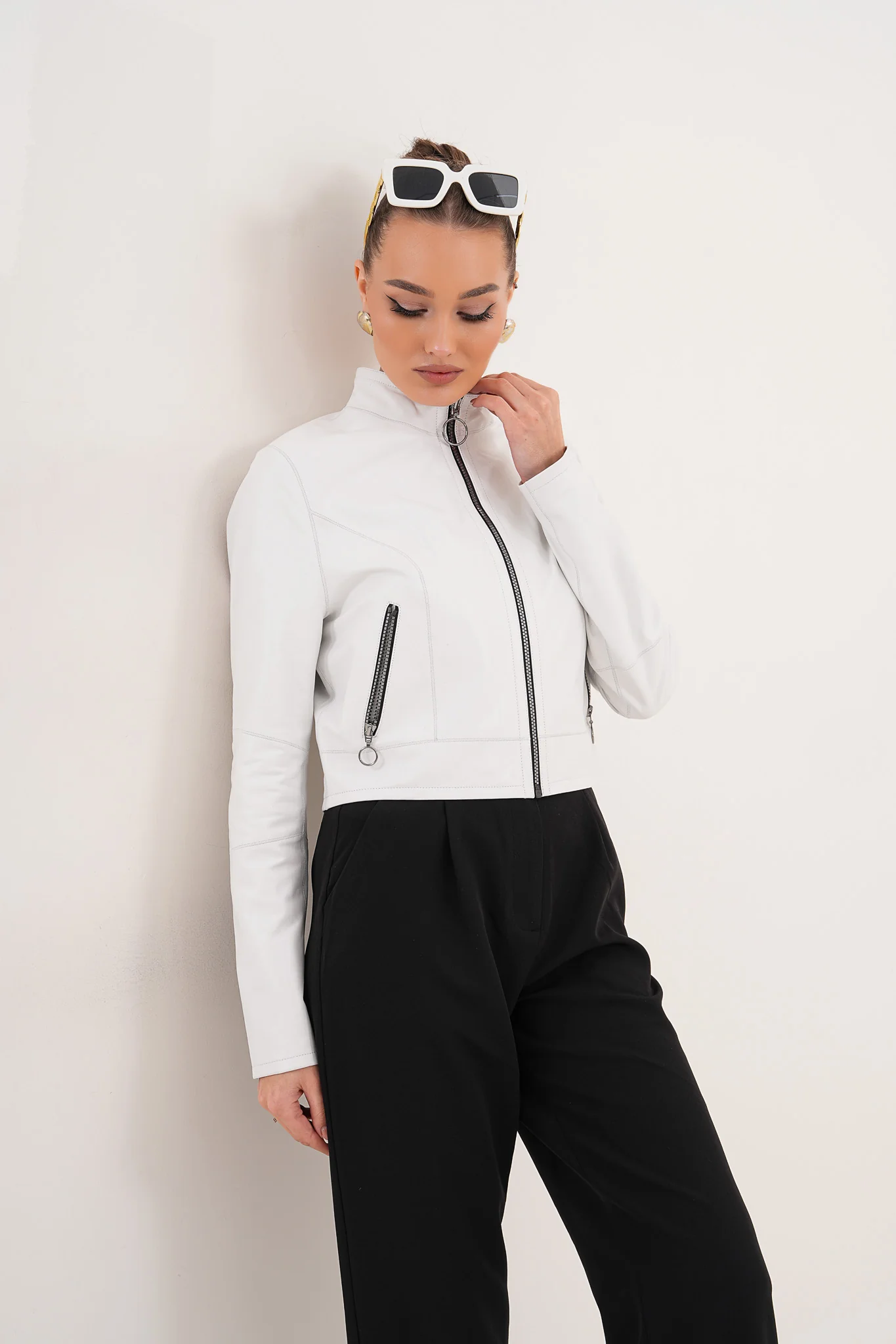 The Elvaris Reversible White Leather Women Jacket - Image 8