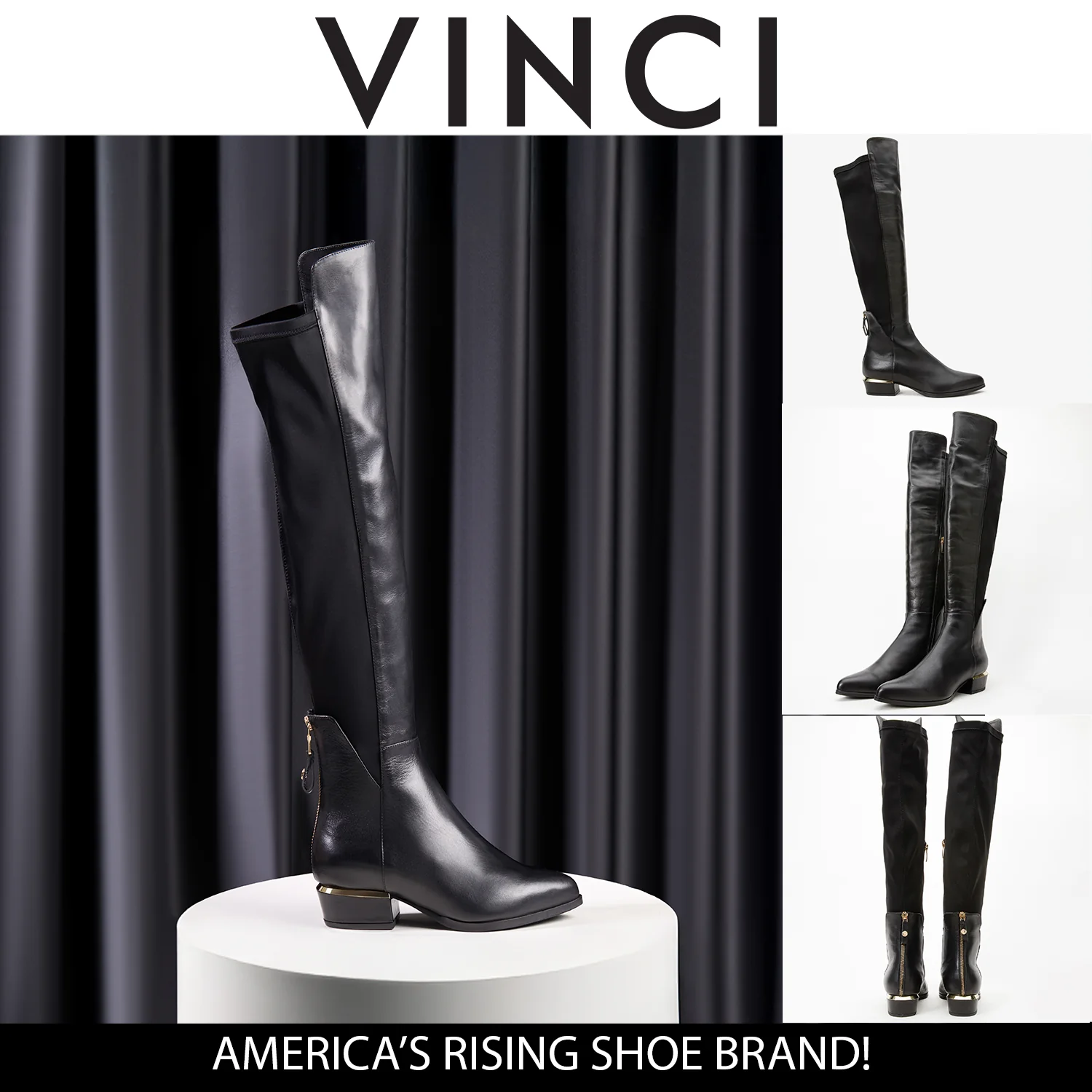 The Fairoks Black Leather Pointy Toe Knee High Women Boot - Image 17