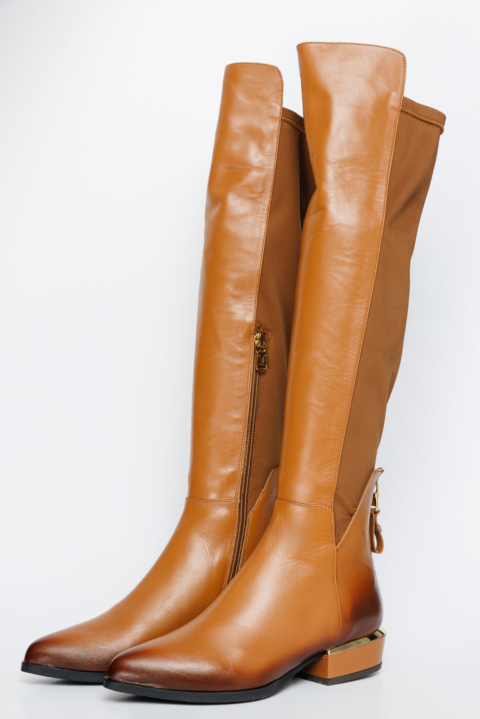 The Fairoks Tan Leather Knee High Women Boot - Image 3