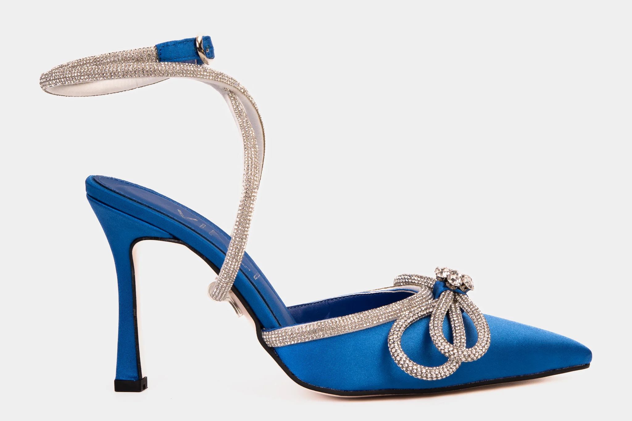 The Floransa Sax Blue Leather Pointy Toe Ankle Strap Women Sandal Final Sale! - Image 4
