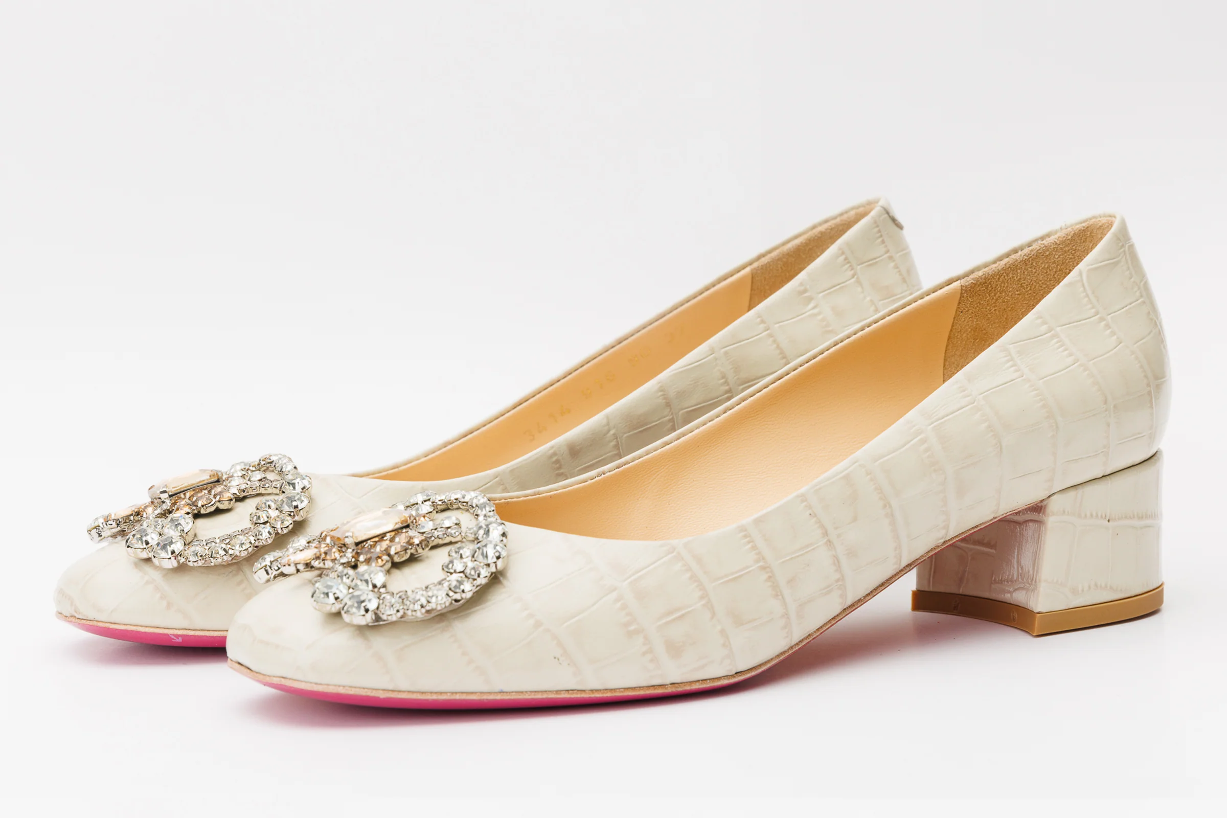 The Foggia Beige Leather Block Heel Pump Women Shoe - Image 2