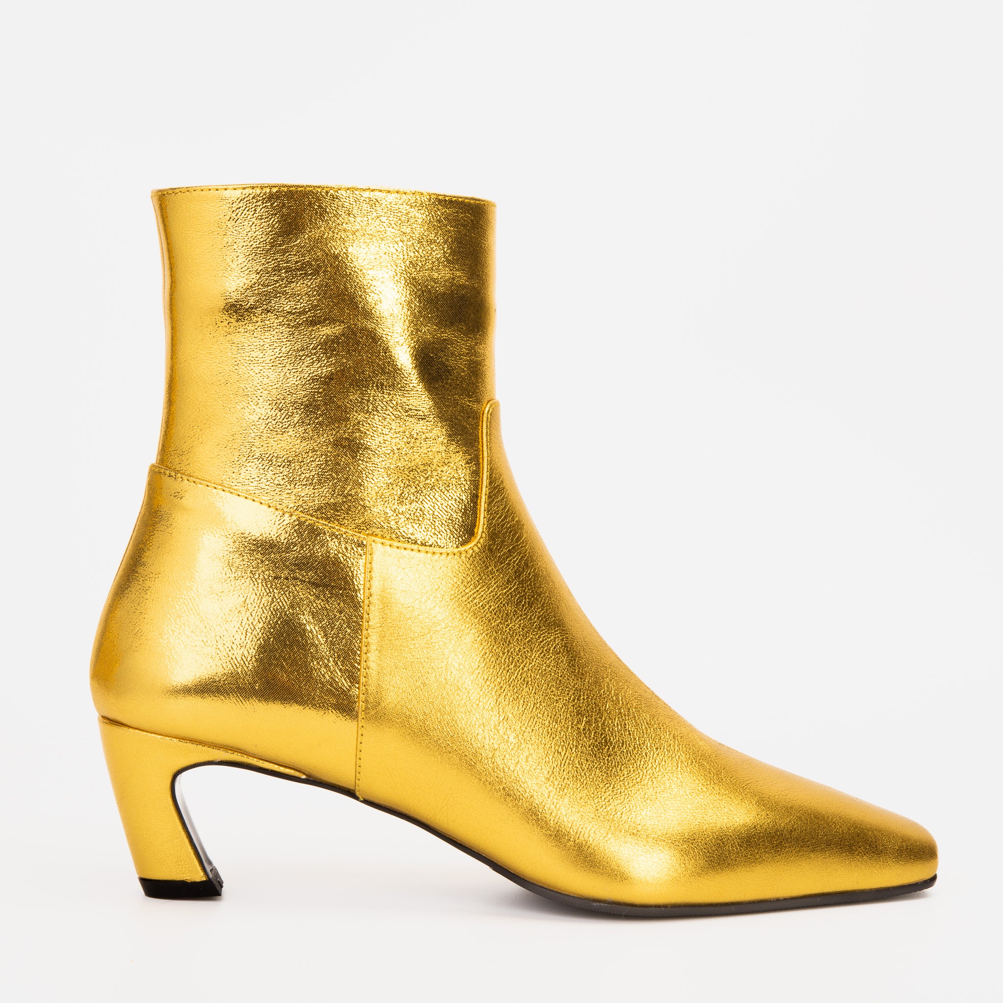 The Golden Glow Gold Leather Kitten Heel Women Boot - Image 2
