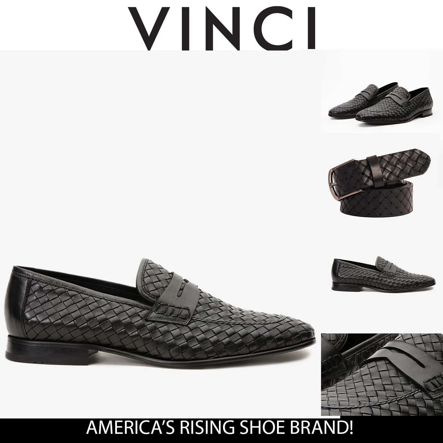 The Grand Woven Leather Black Men Shoe Penny Loafer - Image 3