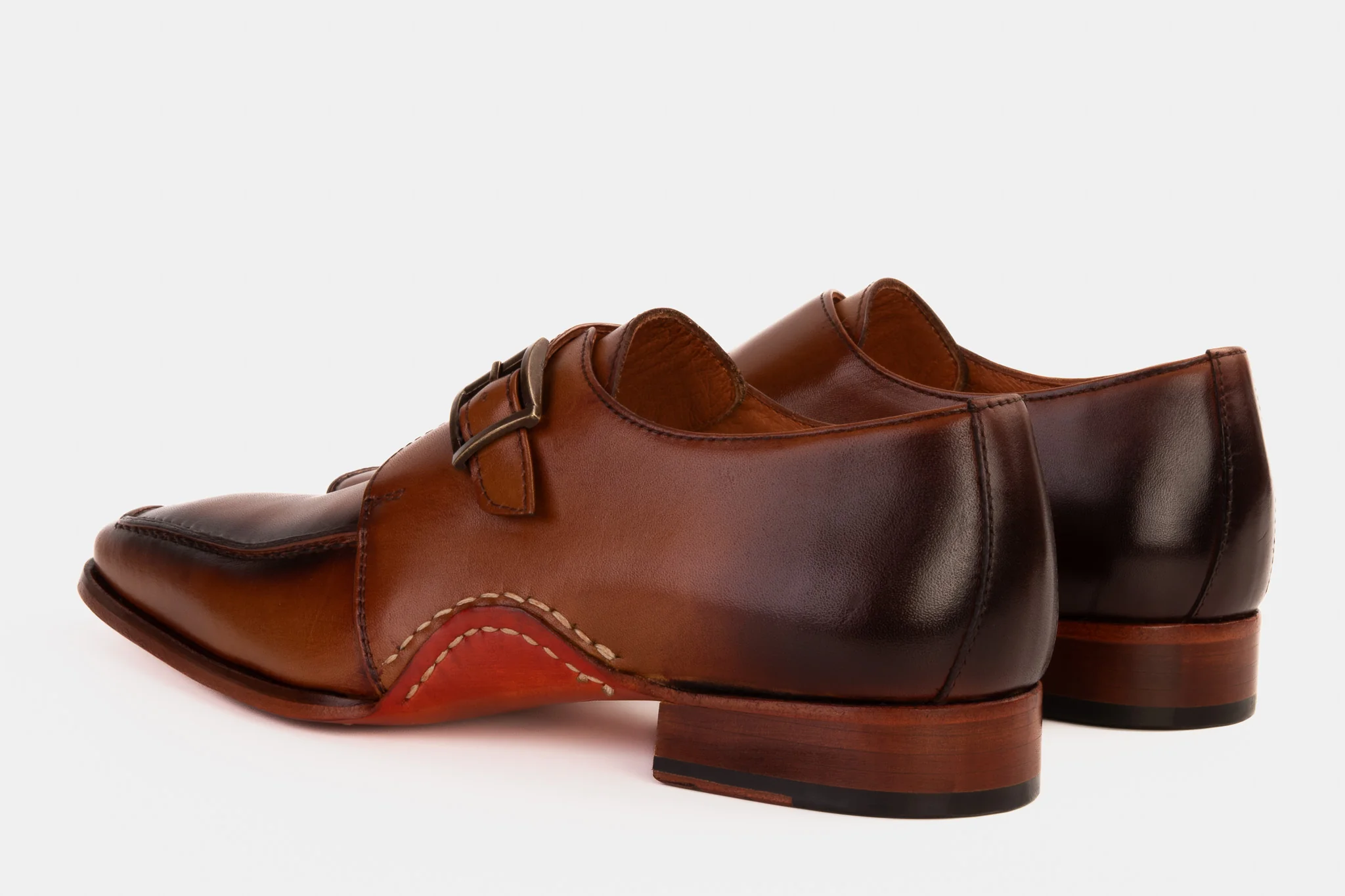 The Hagrid Tan Leather Single Monk Strap Handmade Men Shoe - Image 4