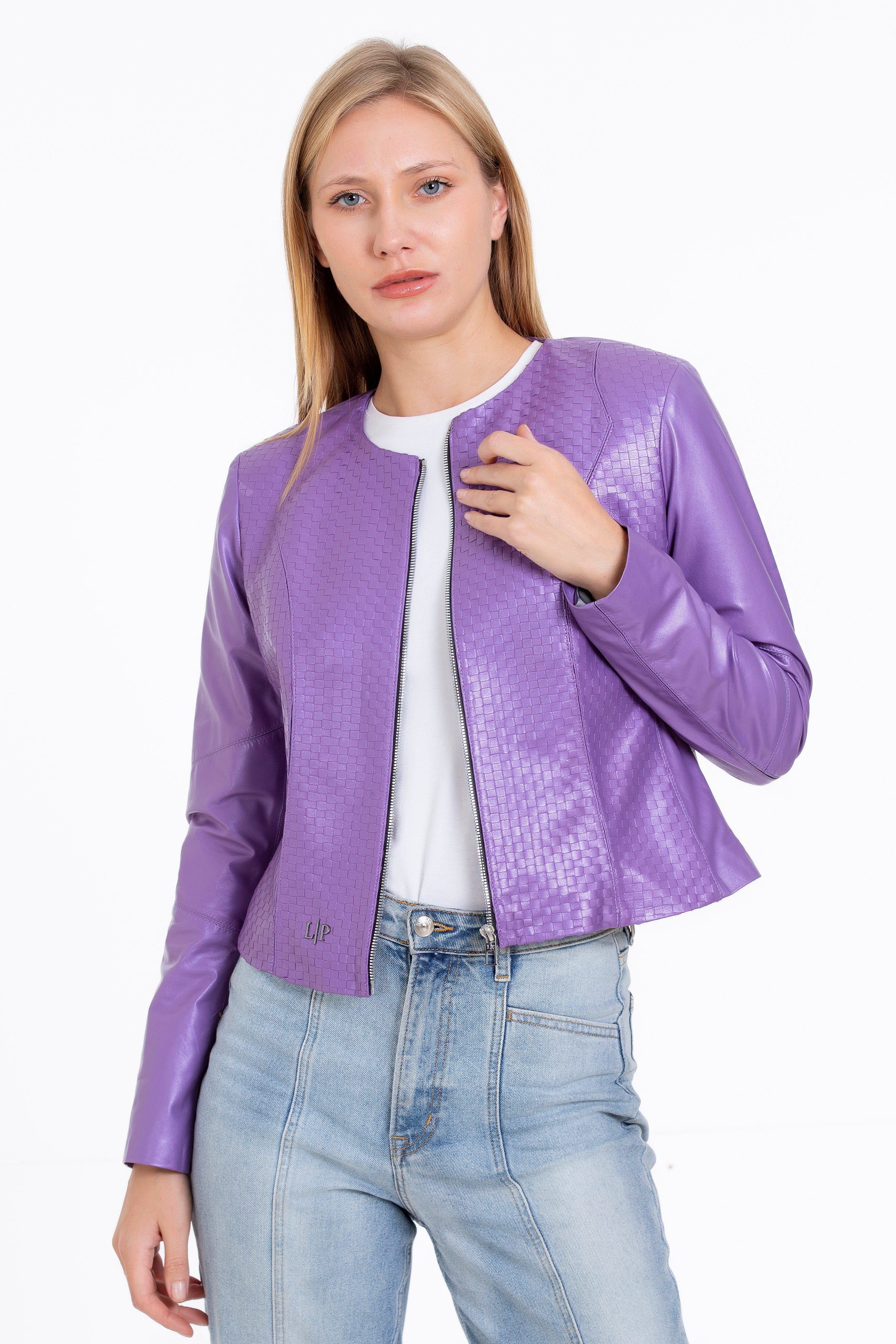 The Havnen Lilac Leather Women Jacket